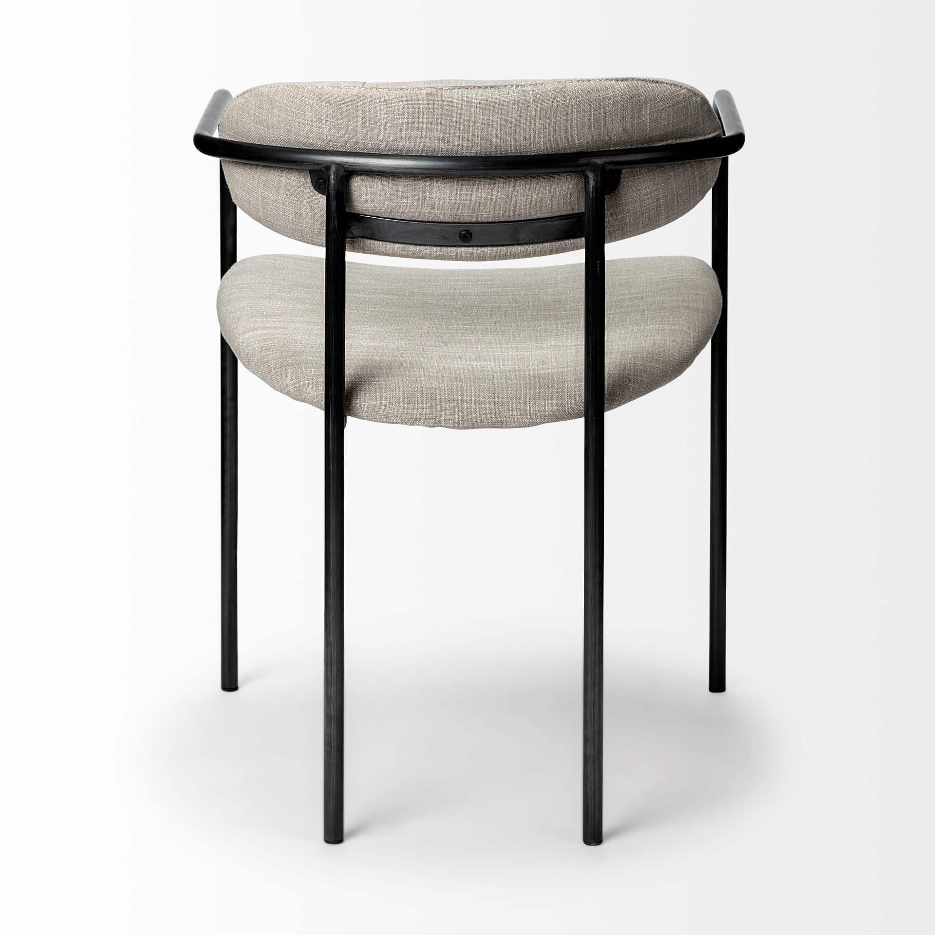 parker i beige fabric seat gun metal gray metal frame dining chair