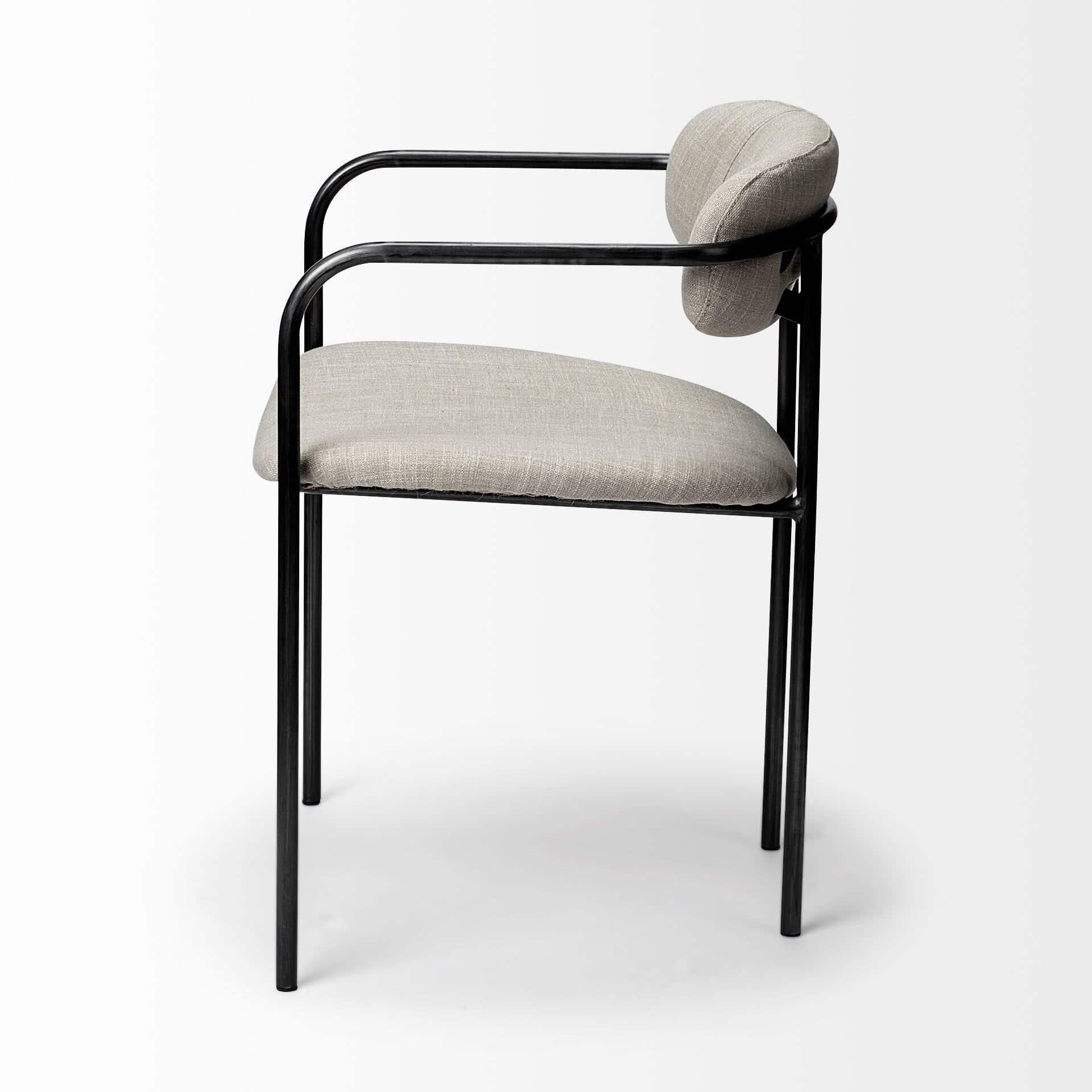 parker i beige fabric seat gun metal gray metal frame dining chair