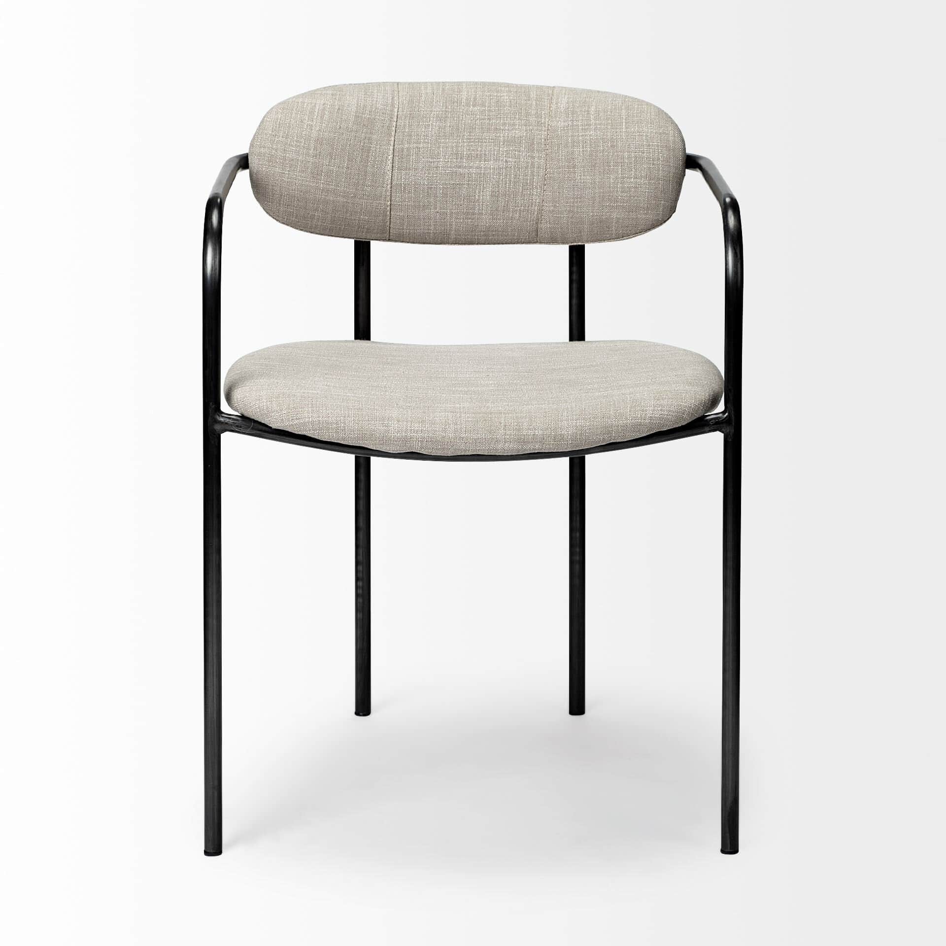 parker i beige fabric seat gun metal gray metal frame dining chair