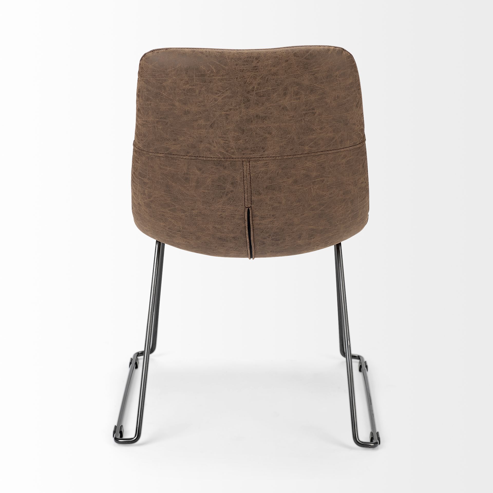 sawyer i brown faux-leather seat blackiron frame dining chair