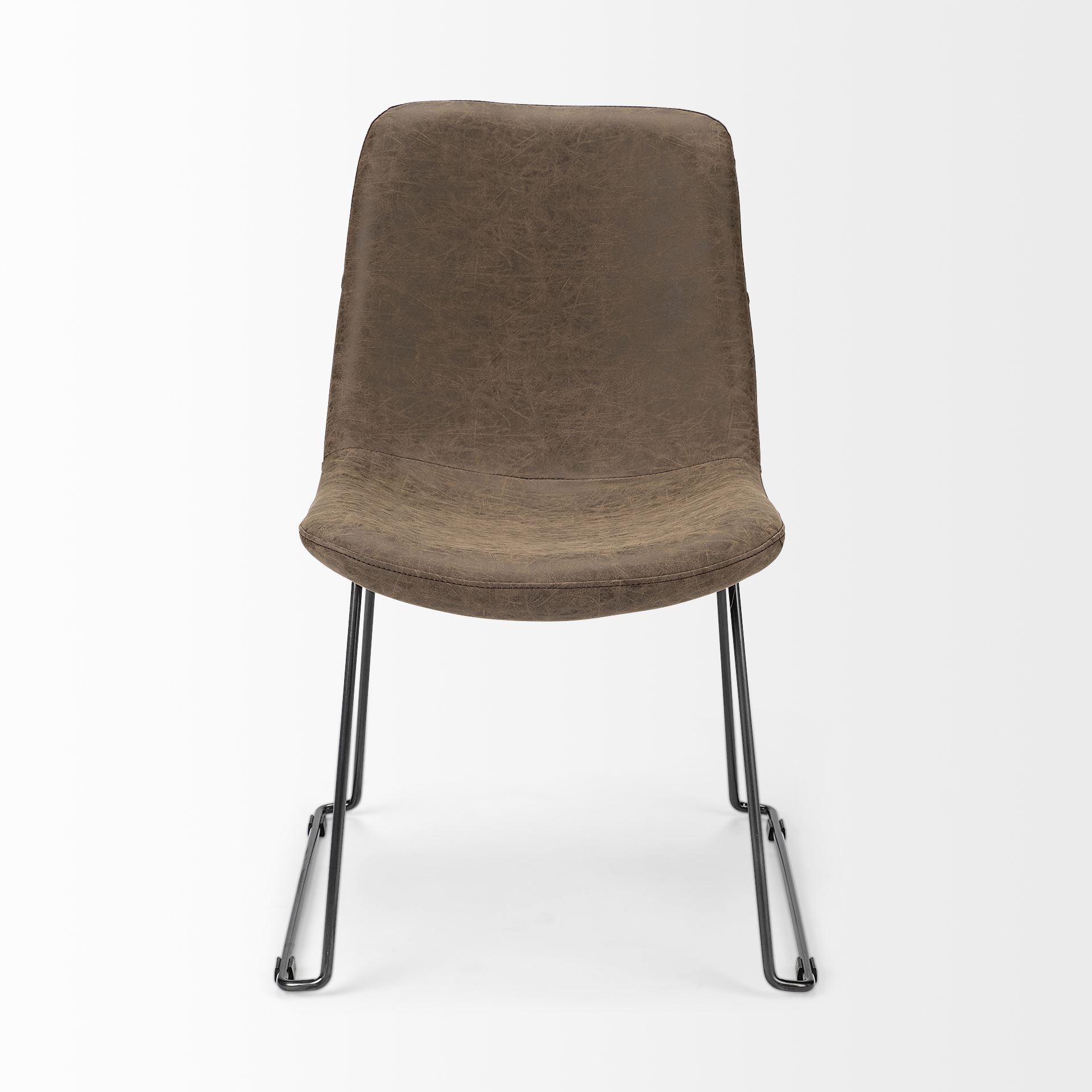 sawyer i brown faux-leather seat blackiron frame dining chair