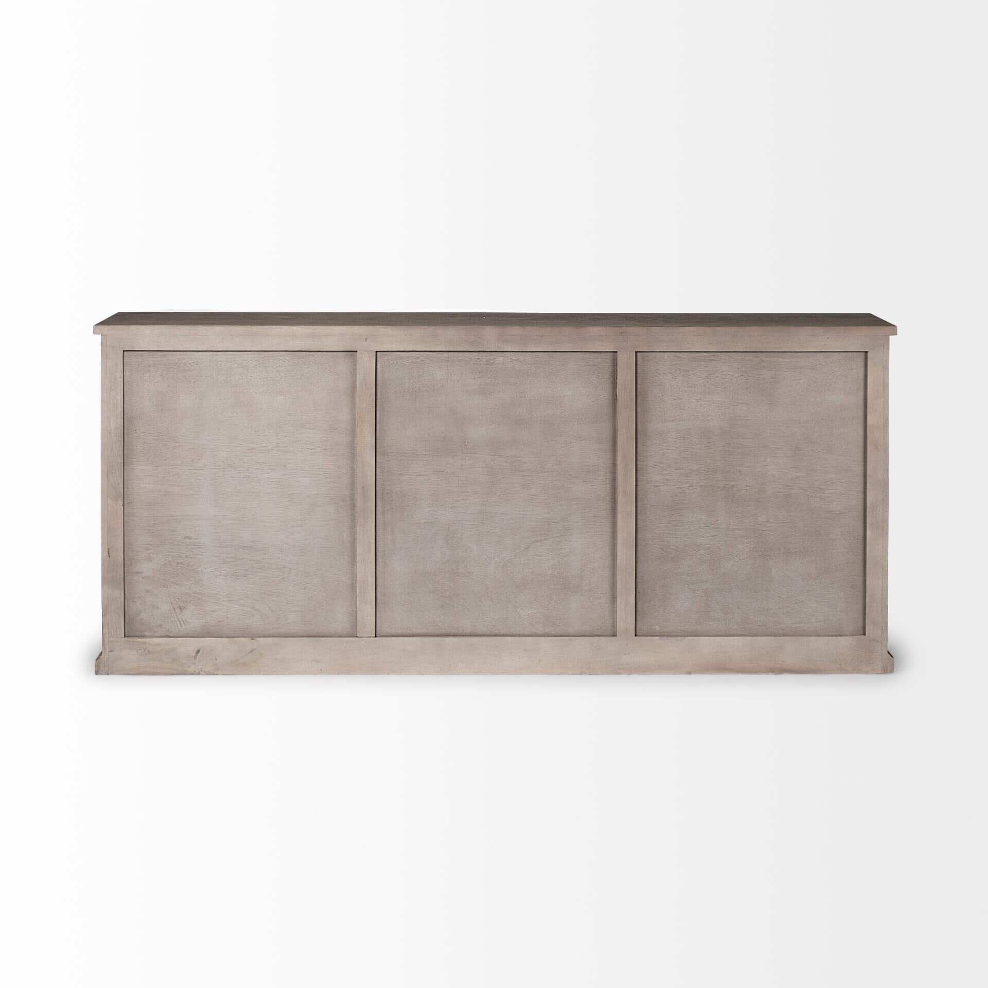 braxton iii 81.5x18.5 natural brown solid wood 3 drawer 6 door sideboard
