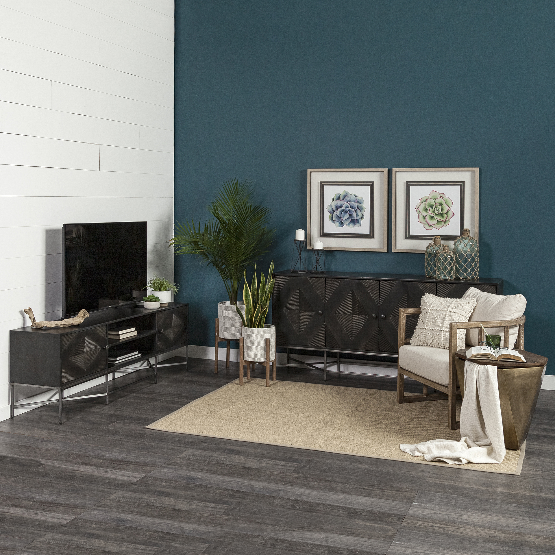 Hogarth I Dark Brown Solid Wood TV Stand Media Console with Storage, TV up to 81