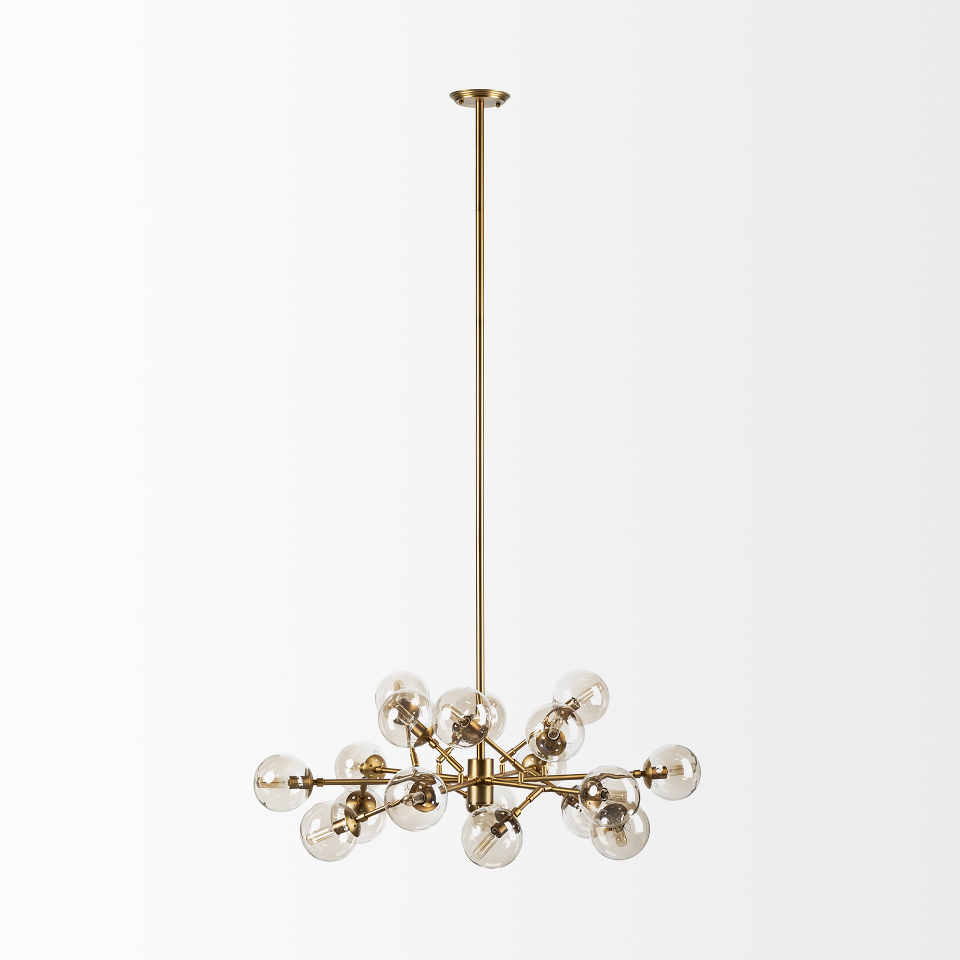rudyard glass globe and gold metal chandelier