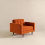 Burnt Orange Velvet Mid-Century Modern Lounge Chair with Walnut Legs