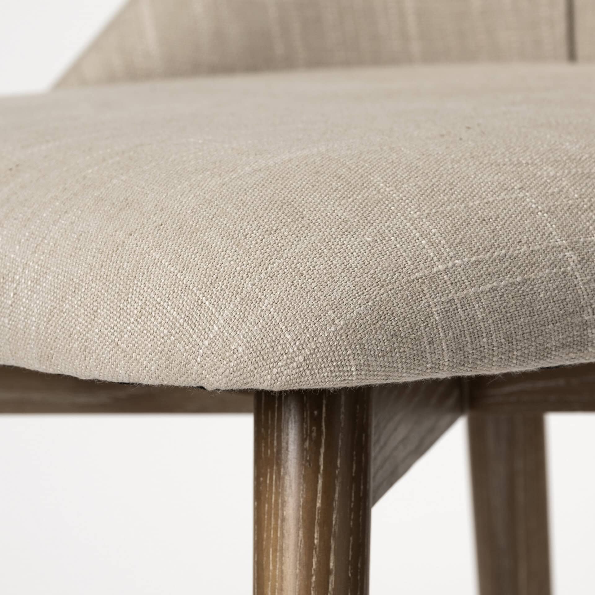 ronald i cream fabric wrap brown wooden base dining chair
