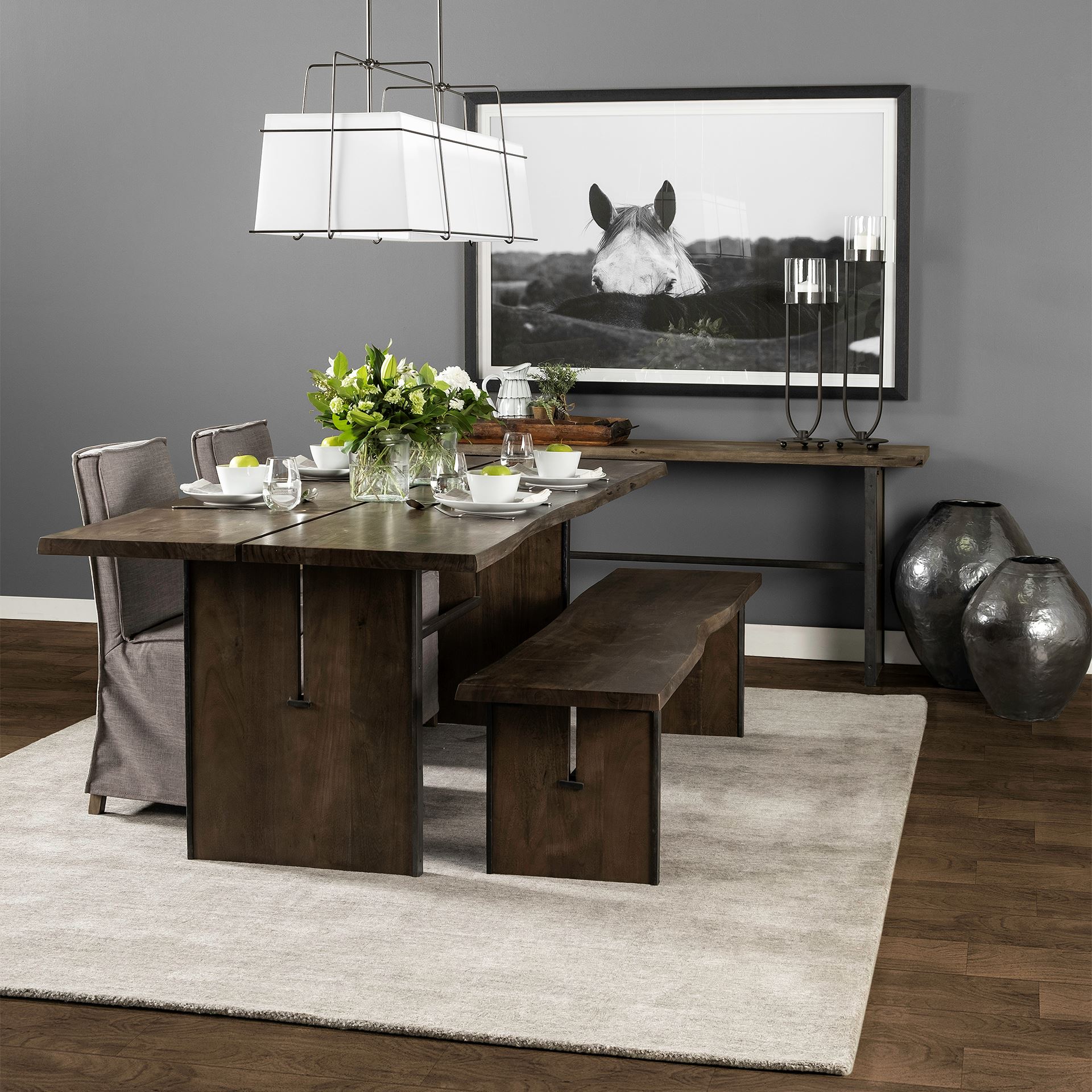 ledger iii 84x38 brown solid wood top & base dining table