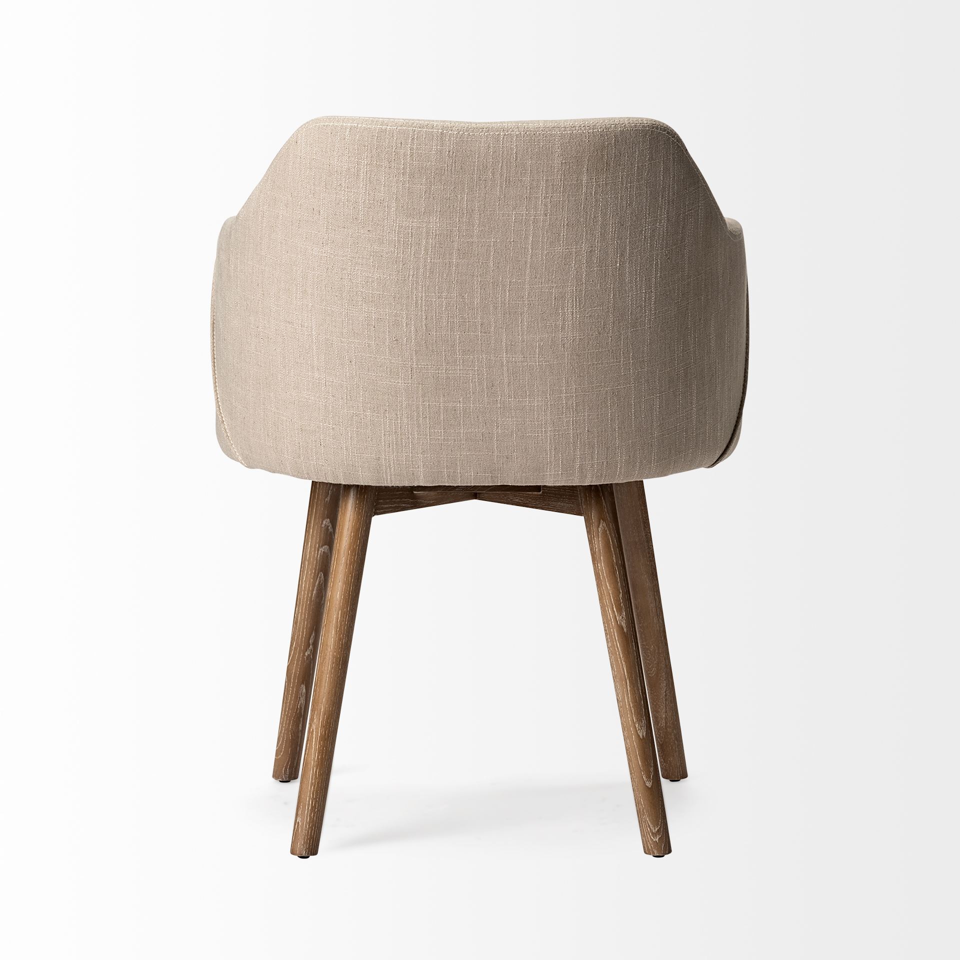 ronald ii cream fabric wrap brown wooden base dining chair