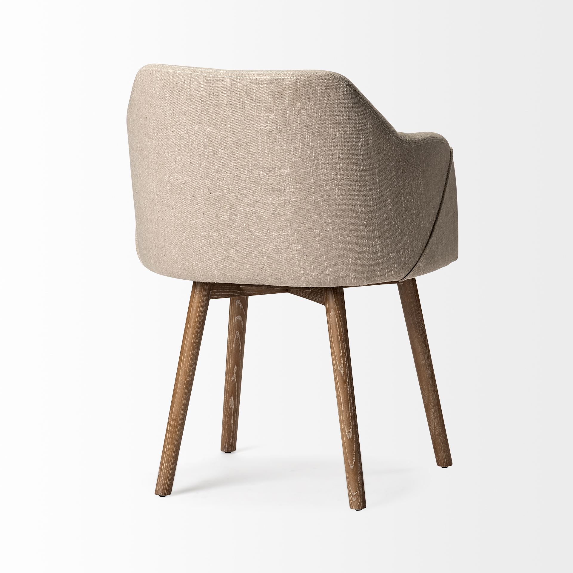 ronald ii cream fabric wrap brown wooden base dining chair