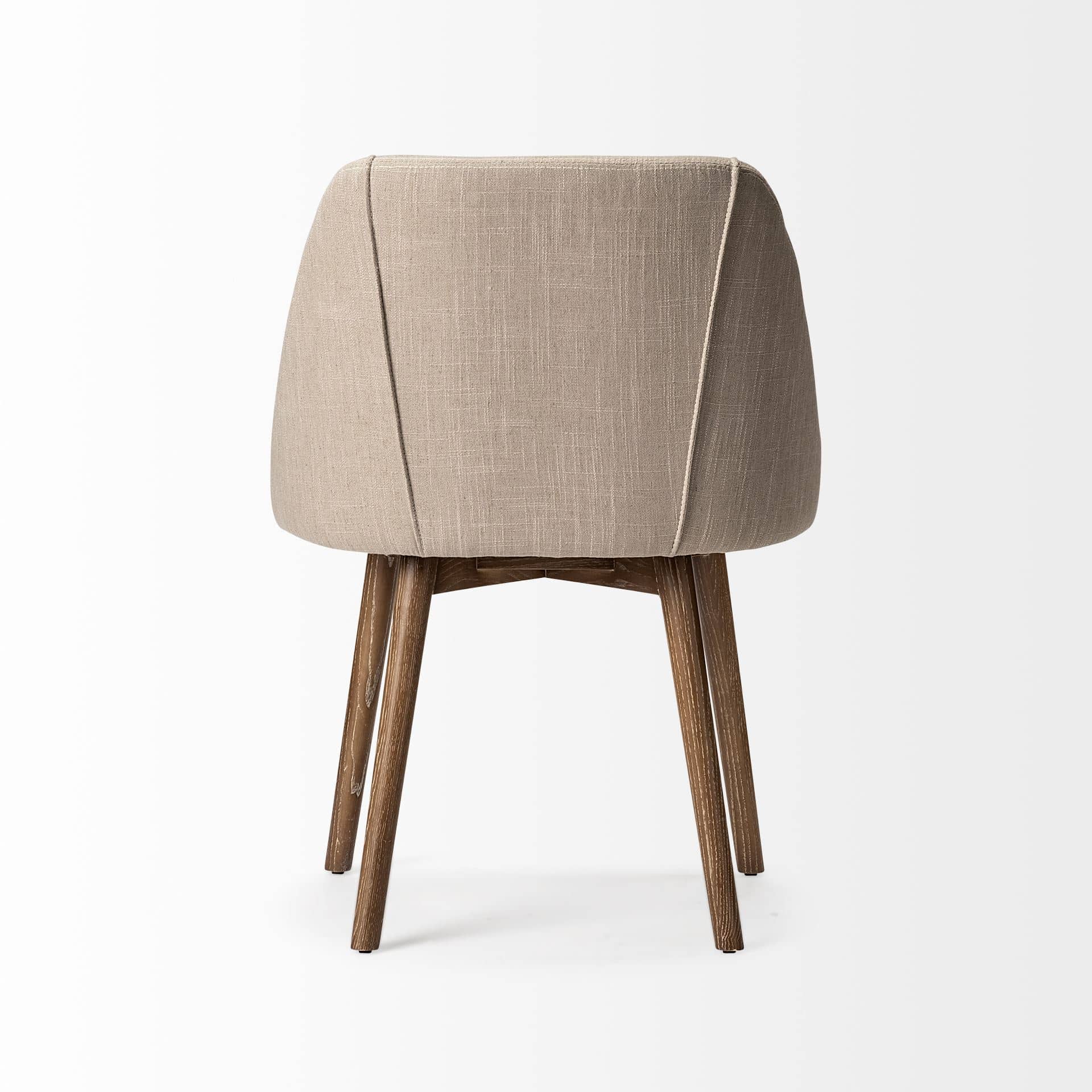 ronald i cream fabric wrap brown wooden base dining chair