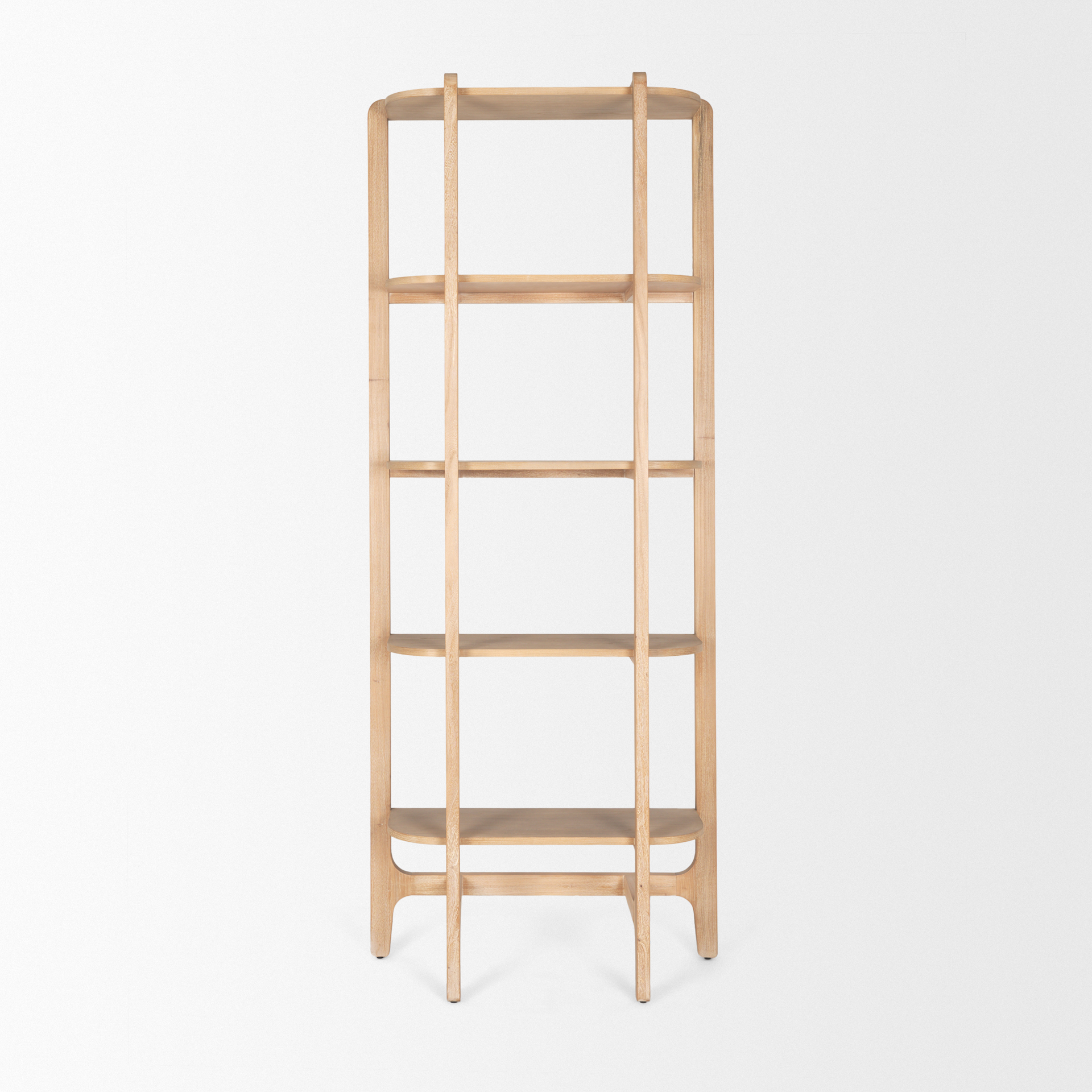 taylin light brown solid wood open bookshelf