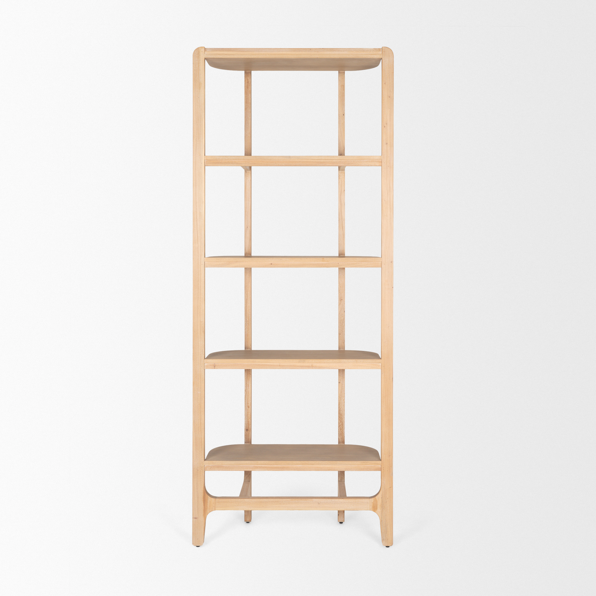 taylin light brown solid wood open bookshelf