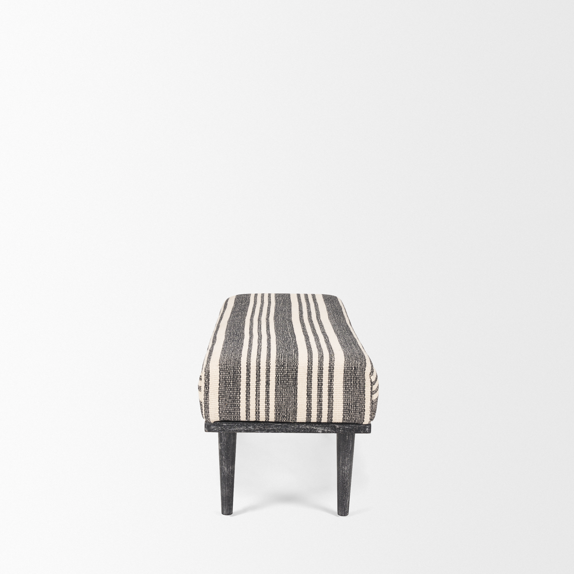 shae black wood w/ black and cream upholstered bench