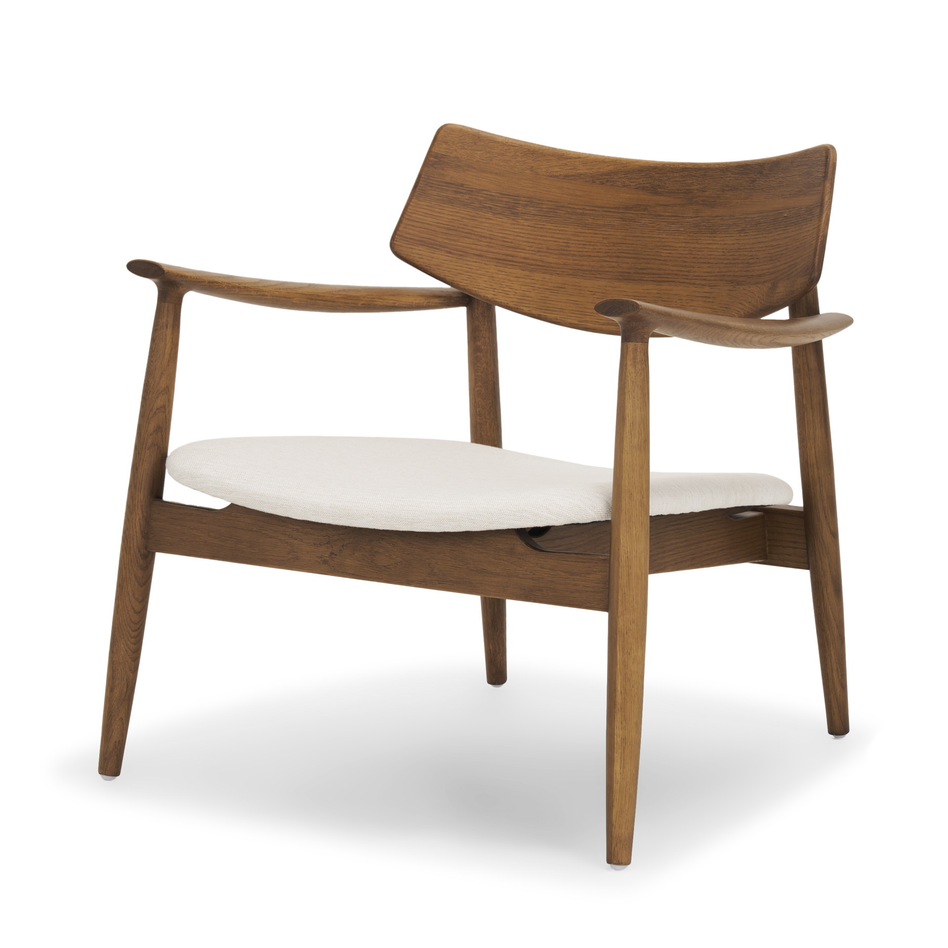 haggen medium brown oak wood w/ cream fabric accent chair