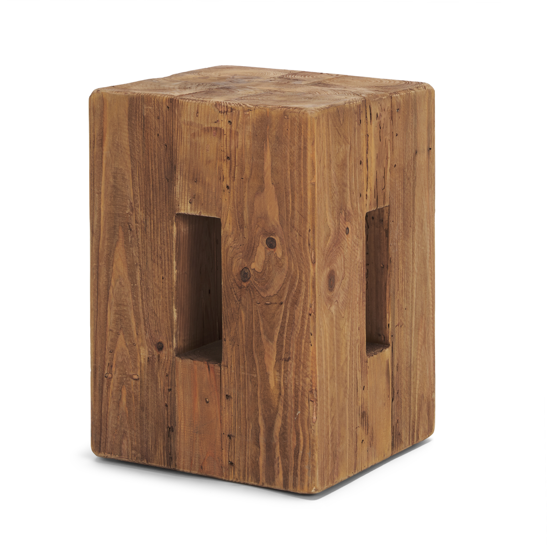 waylen natural wood block accent stool