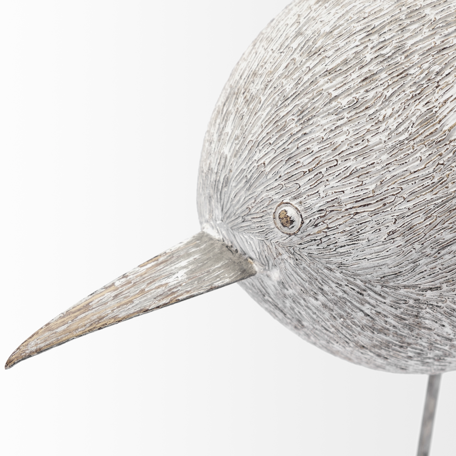 Snipe II 6L x 6W Off-White Resin Bird Ornament W/ Metal Feet