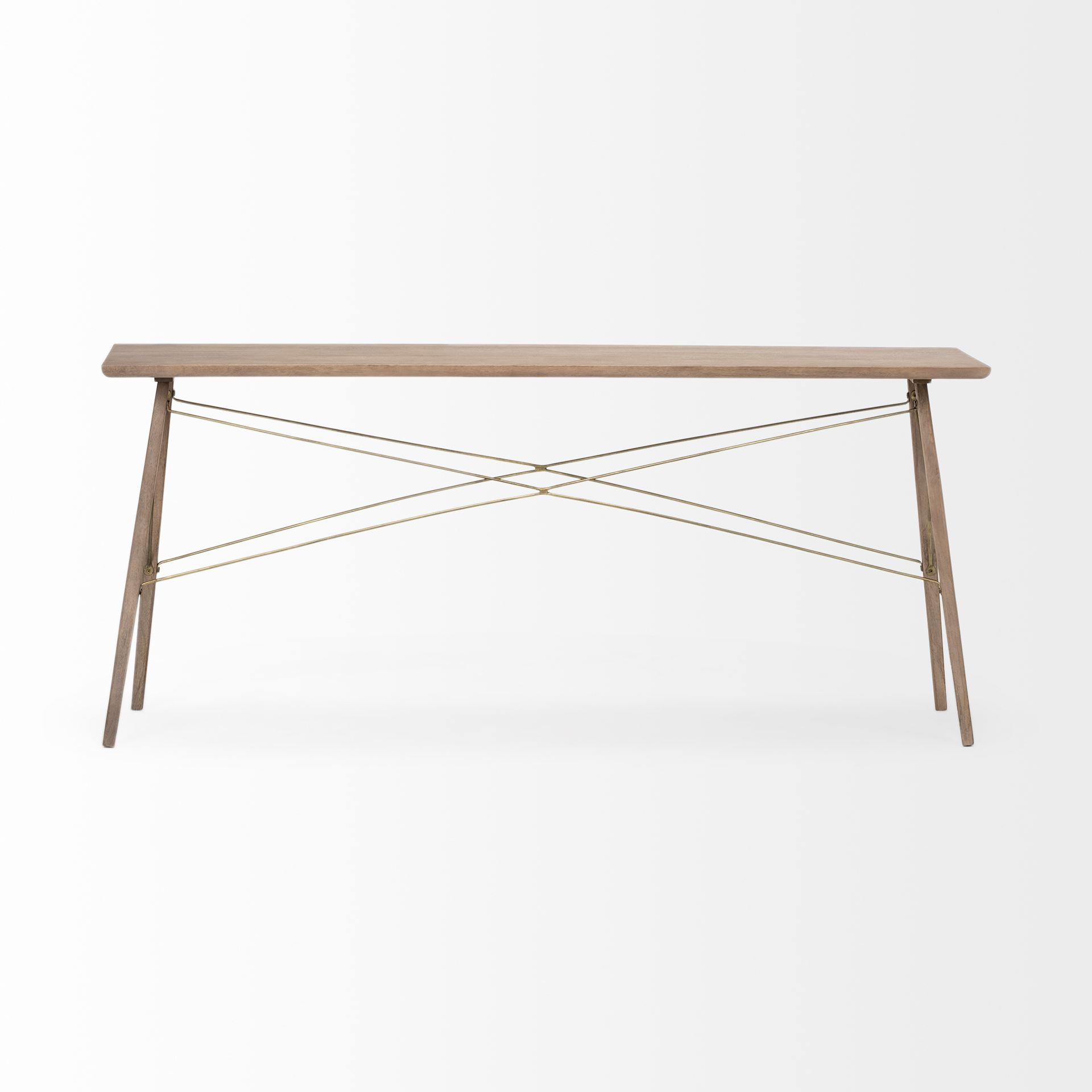 kirby i 66l x 16w brown wooden cross braced console table