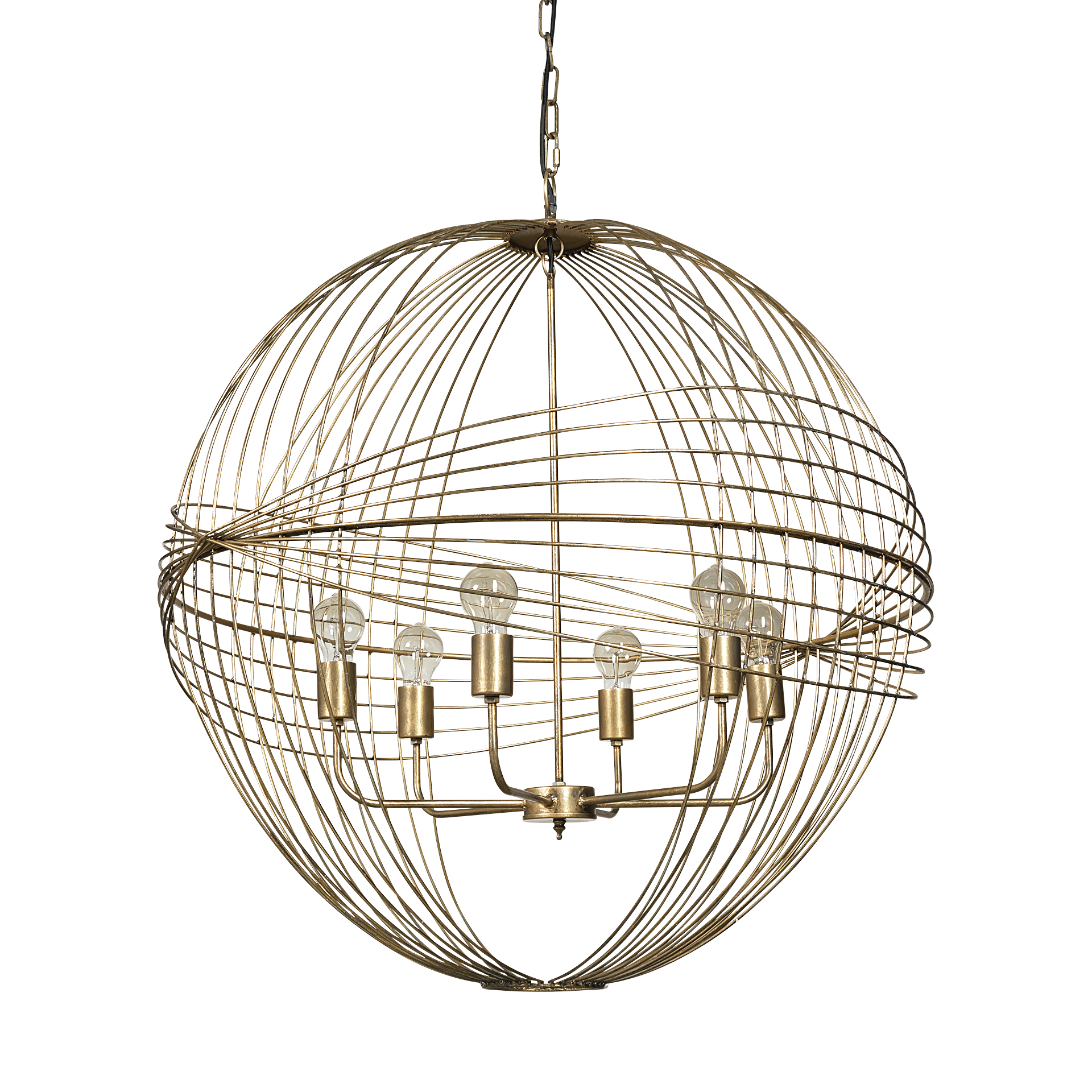 chiron ii 36l x 36w x 38h gold metal globe six bulb chandelier
