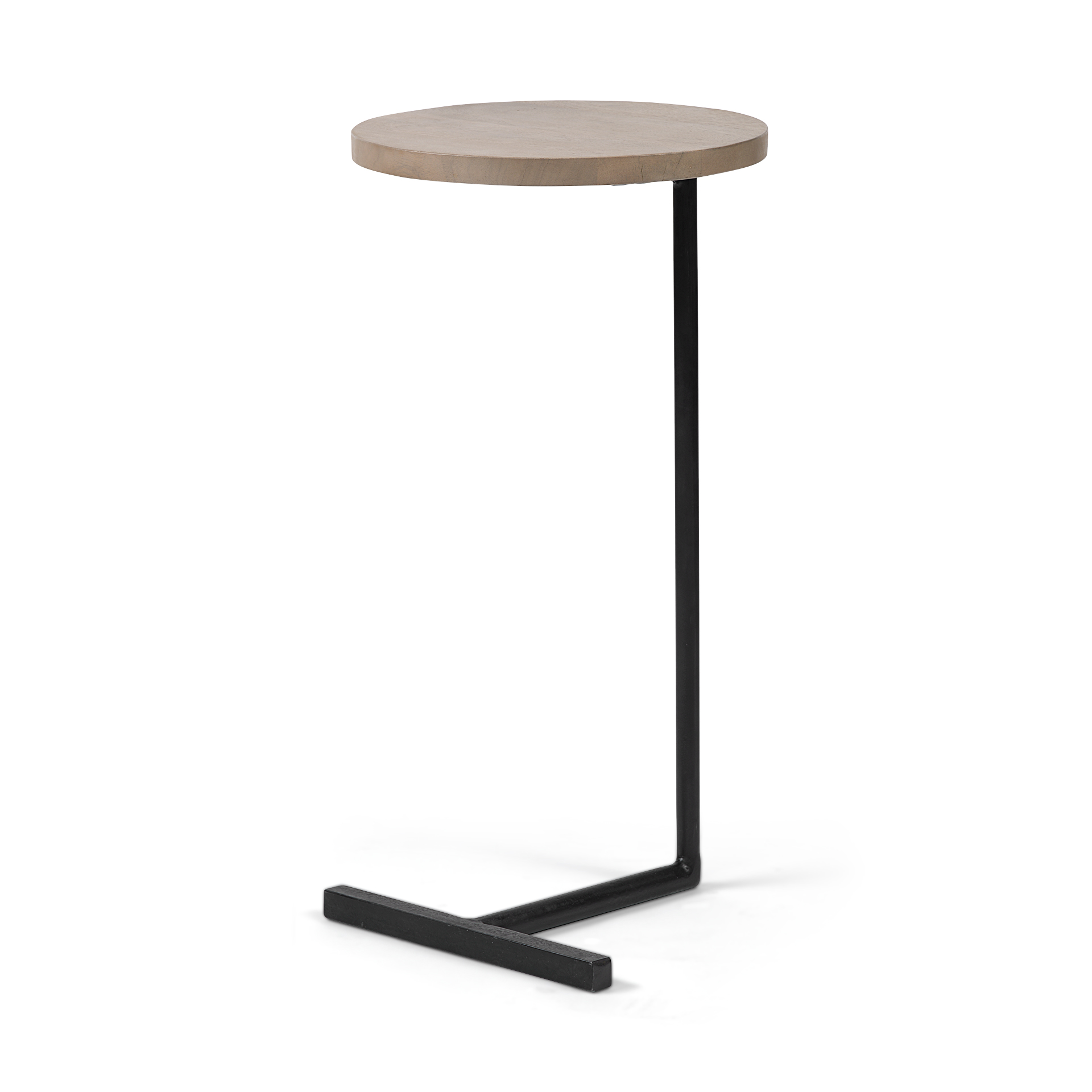 ballatine 15l x 15w x 27h brown wood round top w/ black metal base accent table