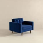 Blue Velvet Mid-Century Modern Lounge Chair