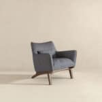 Grey Linen Mid Century Modern Armchair for Living Room