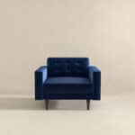 Blue Velvet Mid-Century Modern Lounge Chair