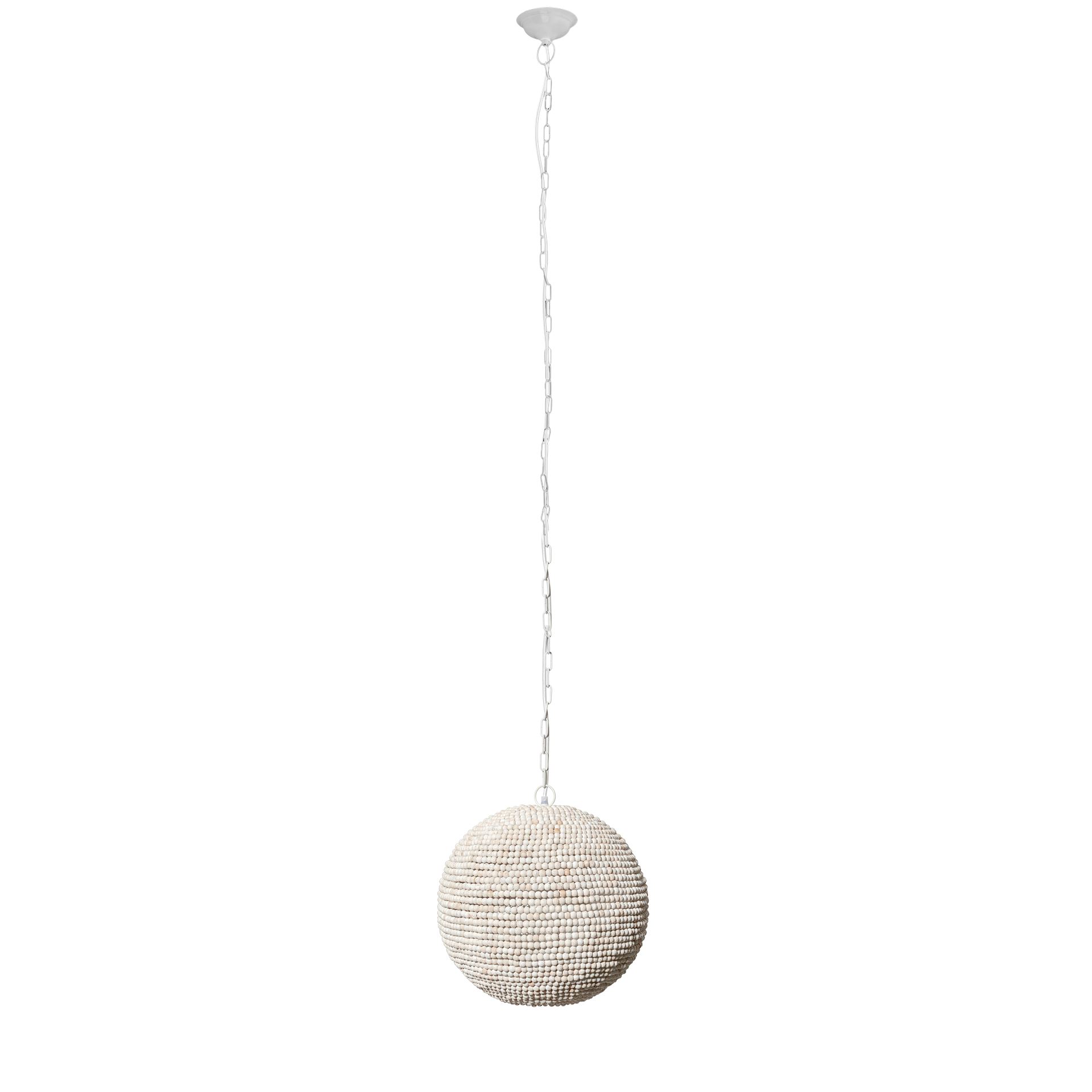 theta 15.5x14.5 white-washed wood beaded pendant light