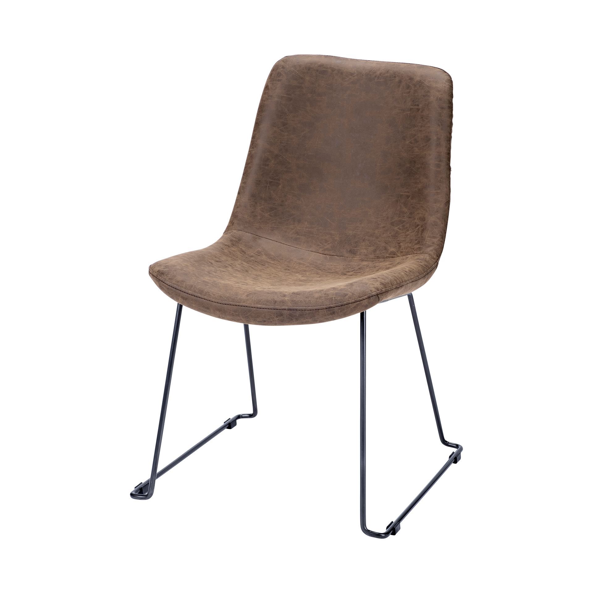 sawyer i brown faux-leather seat blackiron frame dining chair