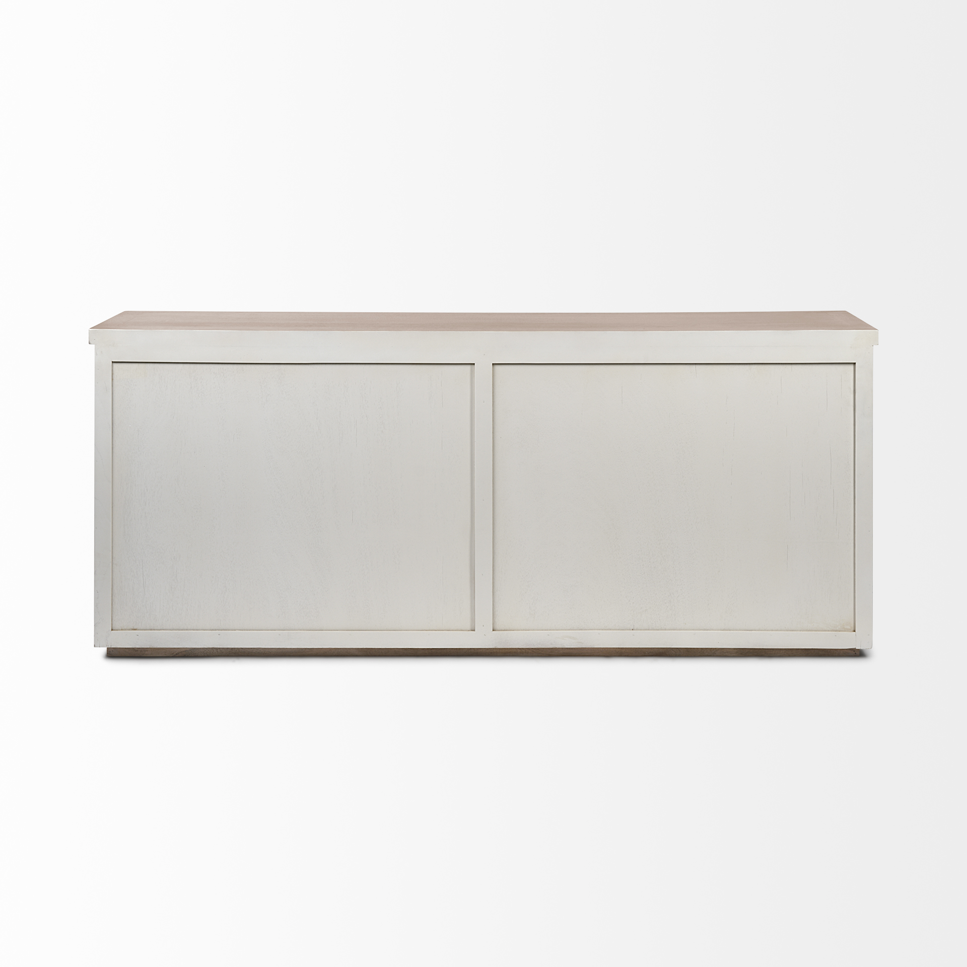 fairview iii solid wood brown top & white frame 4 cabinet door sideboard