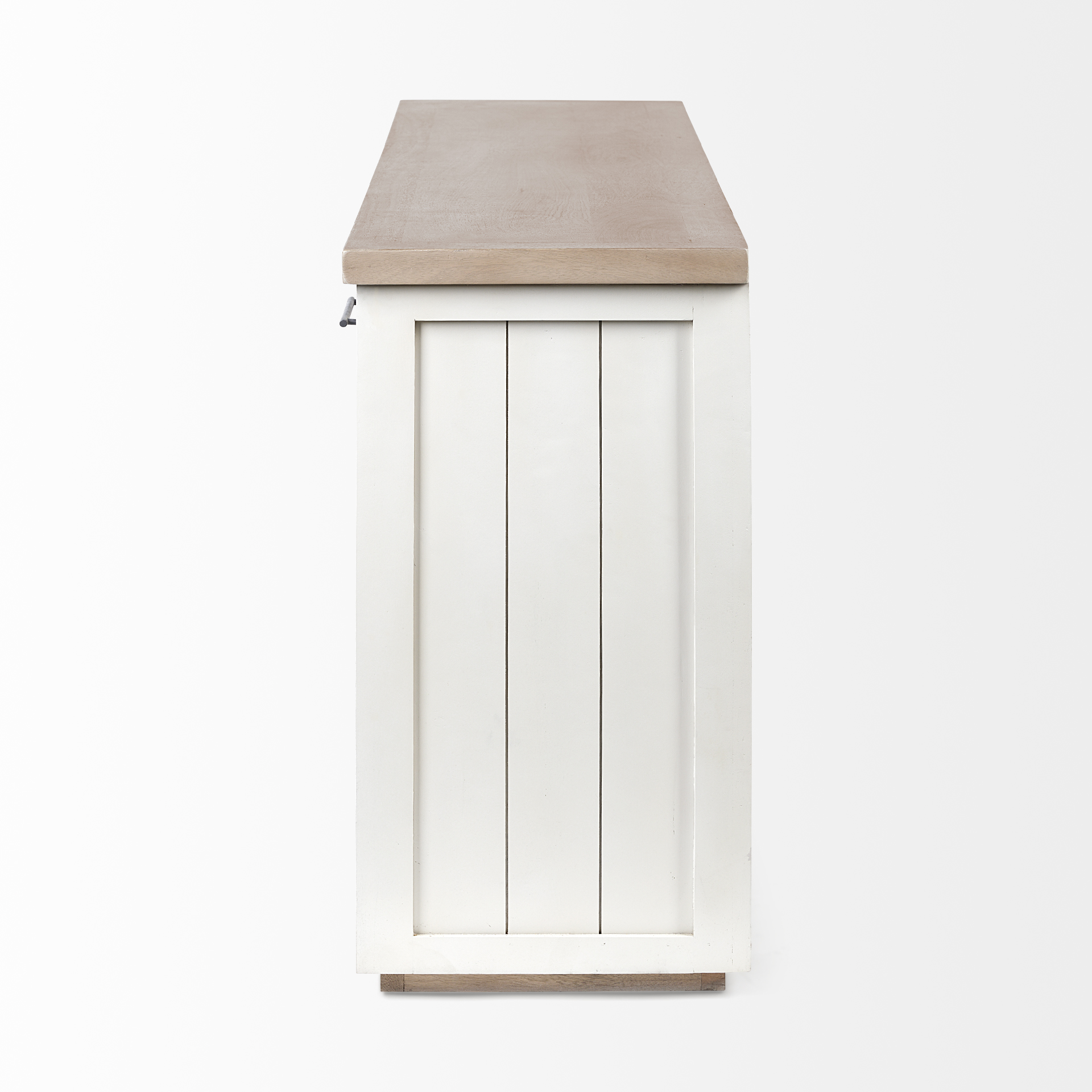 fairview iii solid wood brown top & white frame 4 cabinet door sideboard