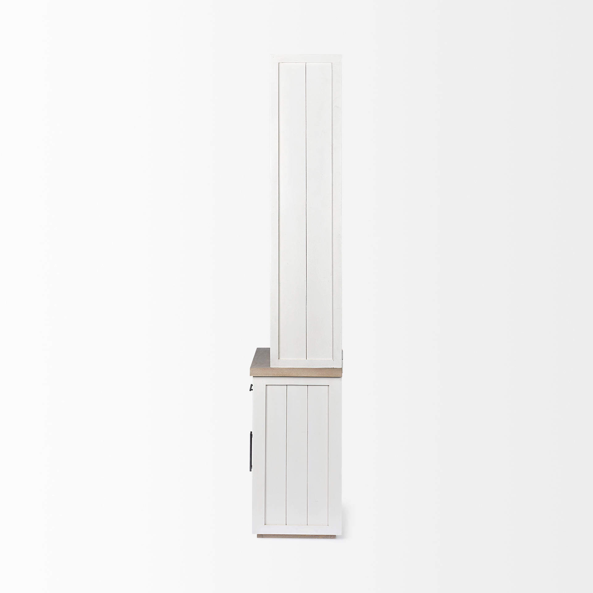 fairview i white and medium brown wood three shelf shelving unit
