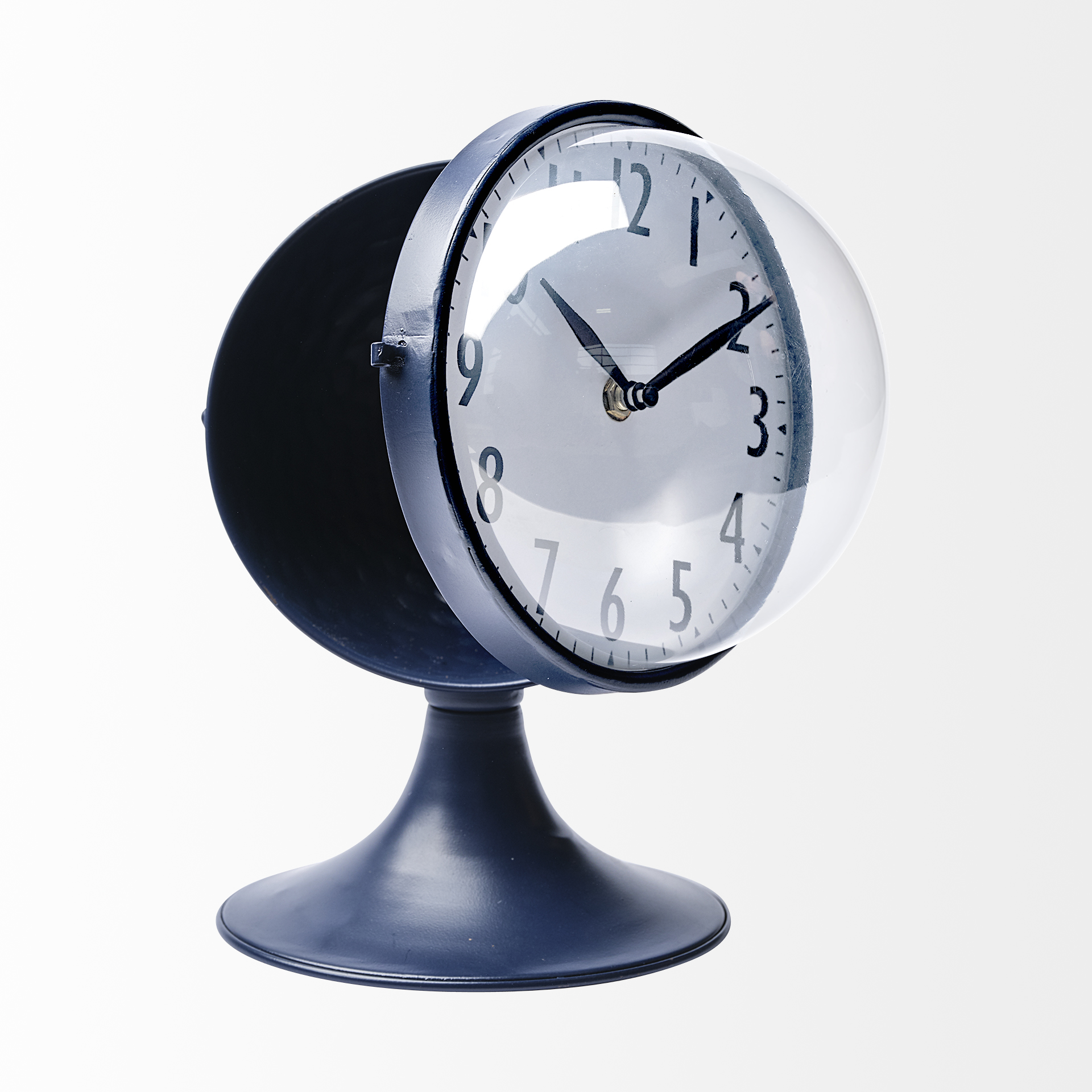 weymouth blue metal glass dome table clock