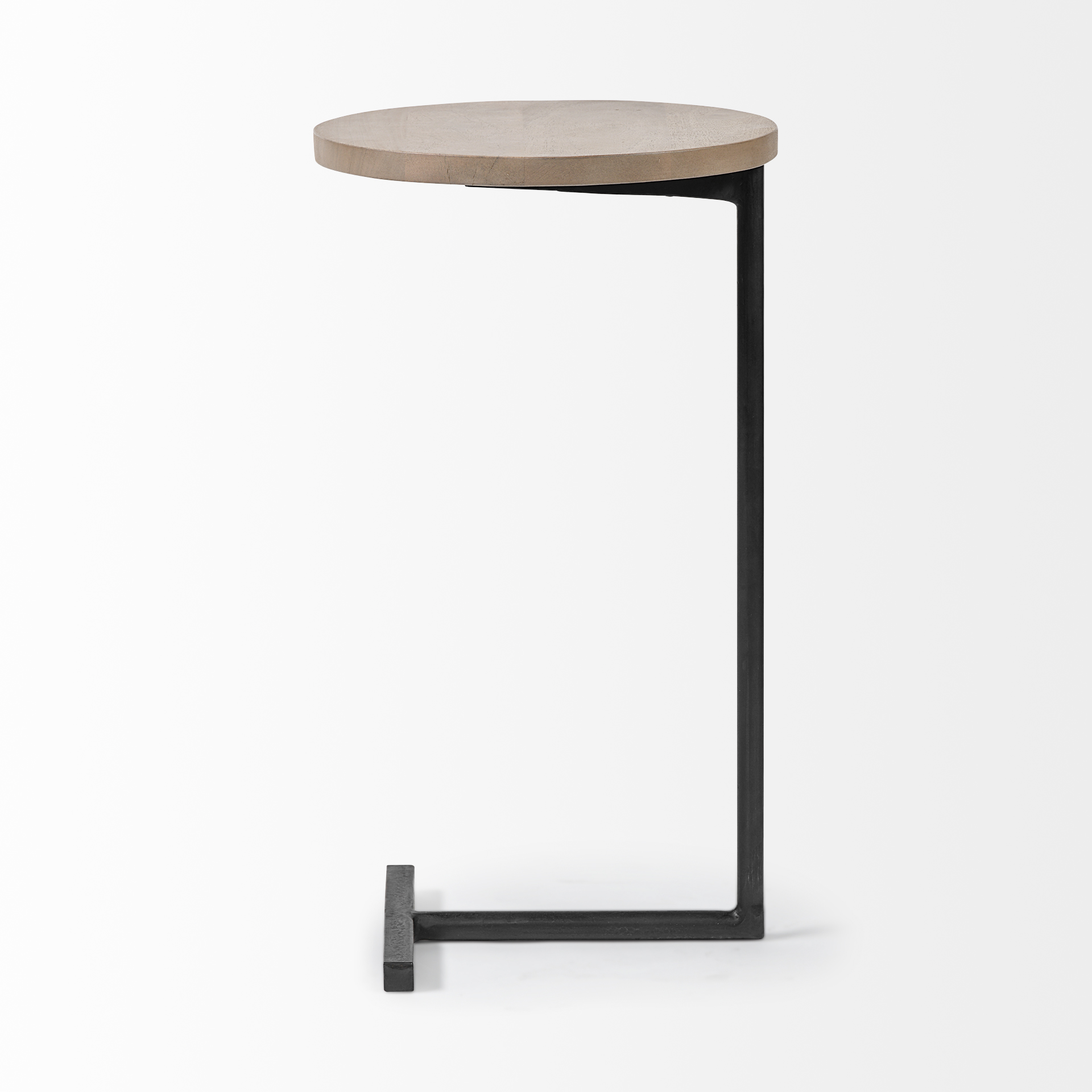 ballatine 15l x 15w x 27h brown wood round top w/ black metal base accent table