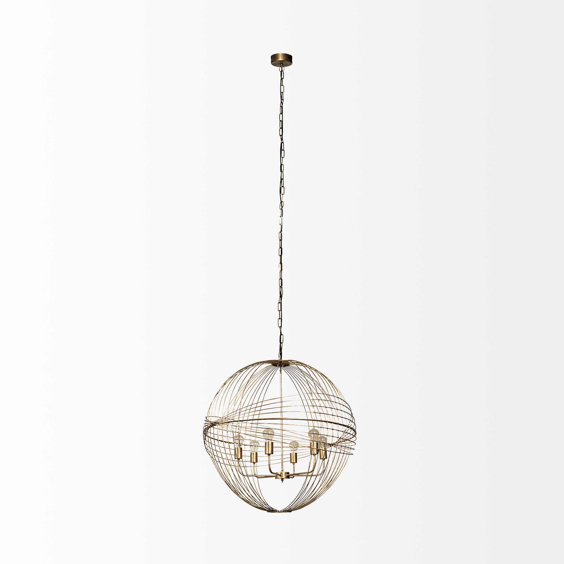 chiron ii 36l x 36w x 38h gold metal globe six bulb chandelier