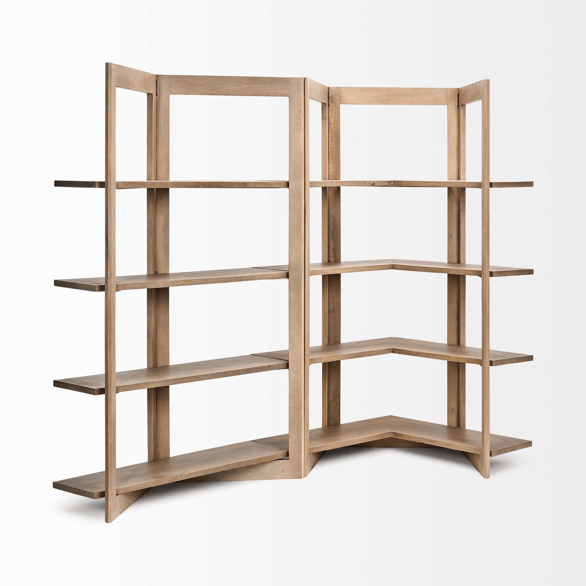 turnbull i 42l x 16w x 72h light brown wood four shelf shelving unit