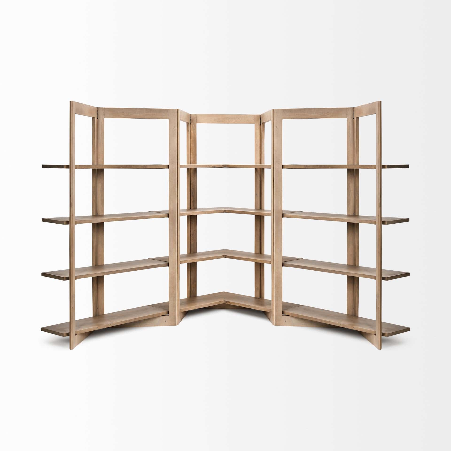 turnbull i 42l x 16w x 72h light brown wood four shelf shelving unit