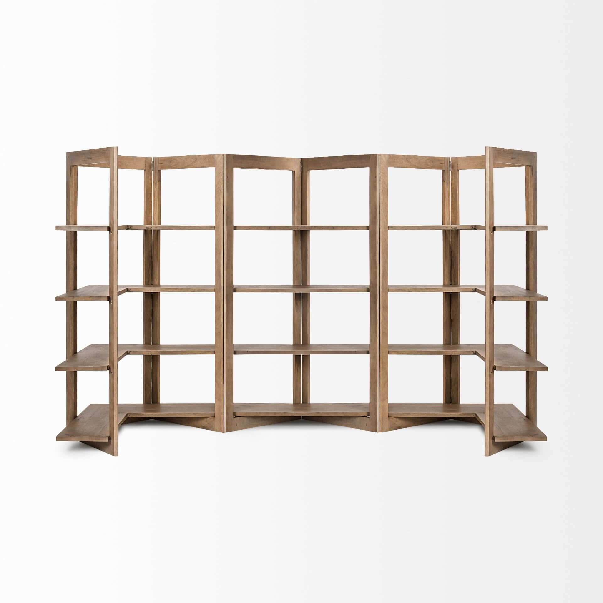 turnbull i 42l x 16w x 72h light brown wood four shelf shelving unit