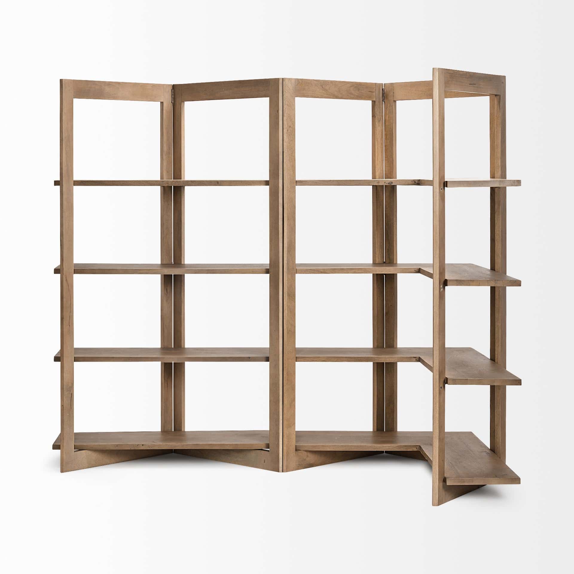 turnbull i 42l x 16w x 72h light brown wood four shelf shelving unit