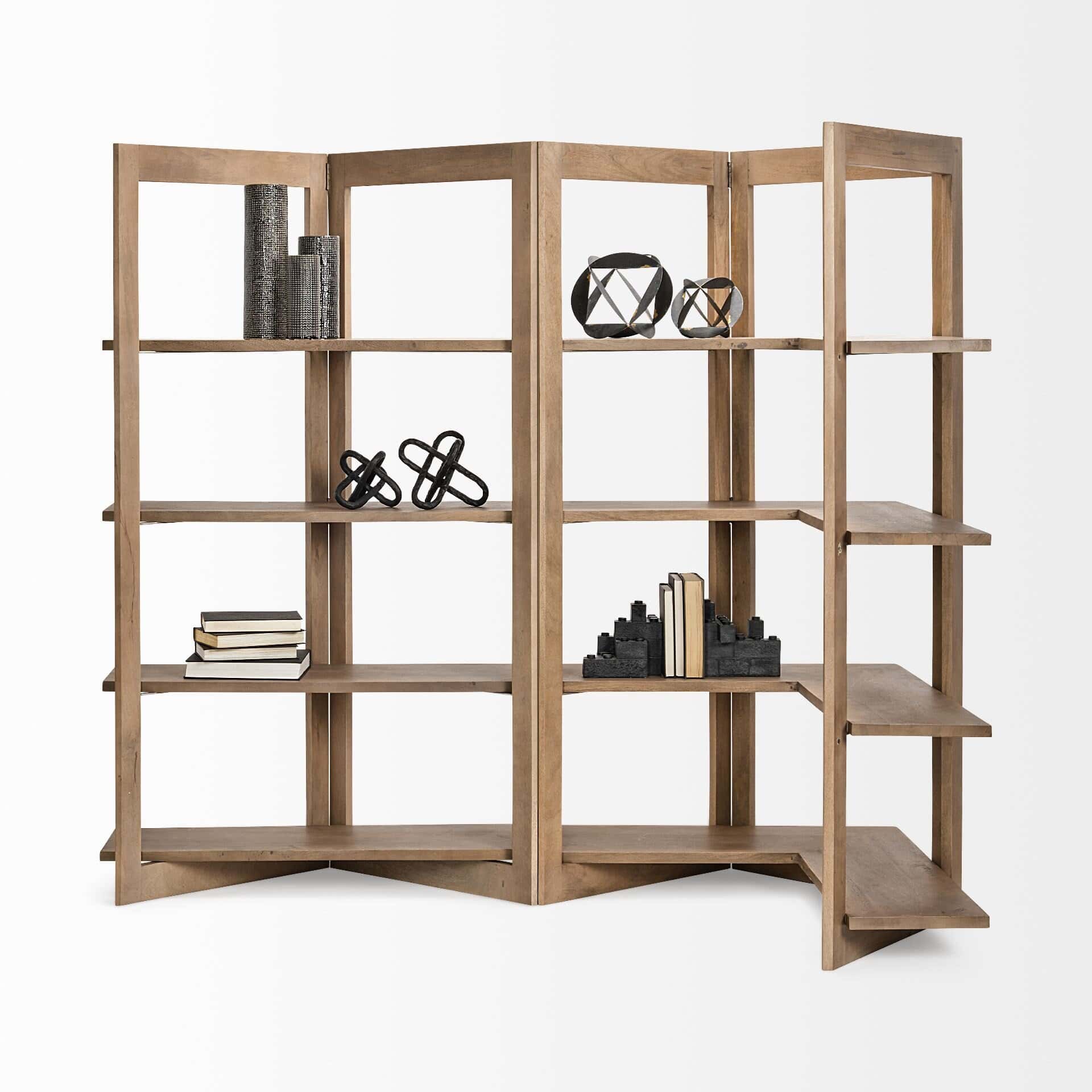 turnbull i 42l x 16w x 72h light brown wood four shelf shelving unit