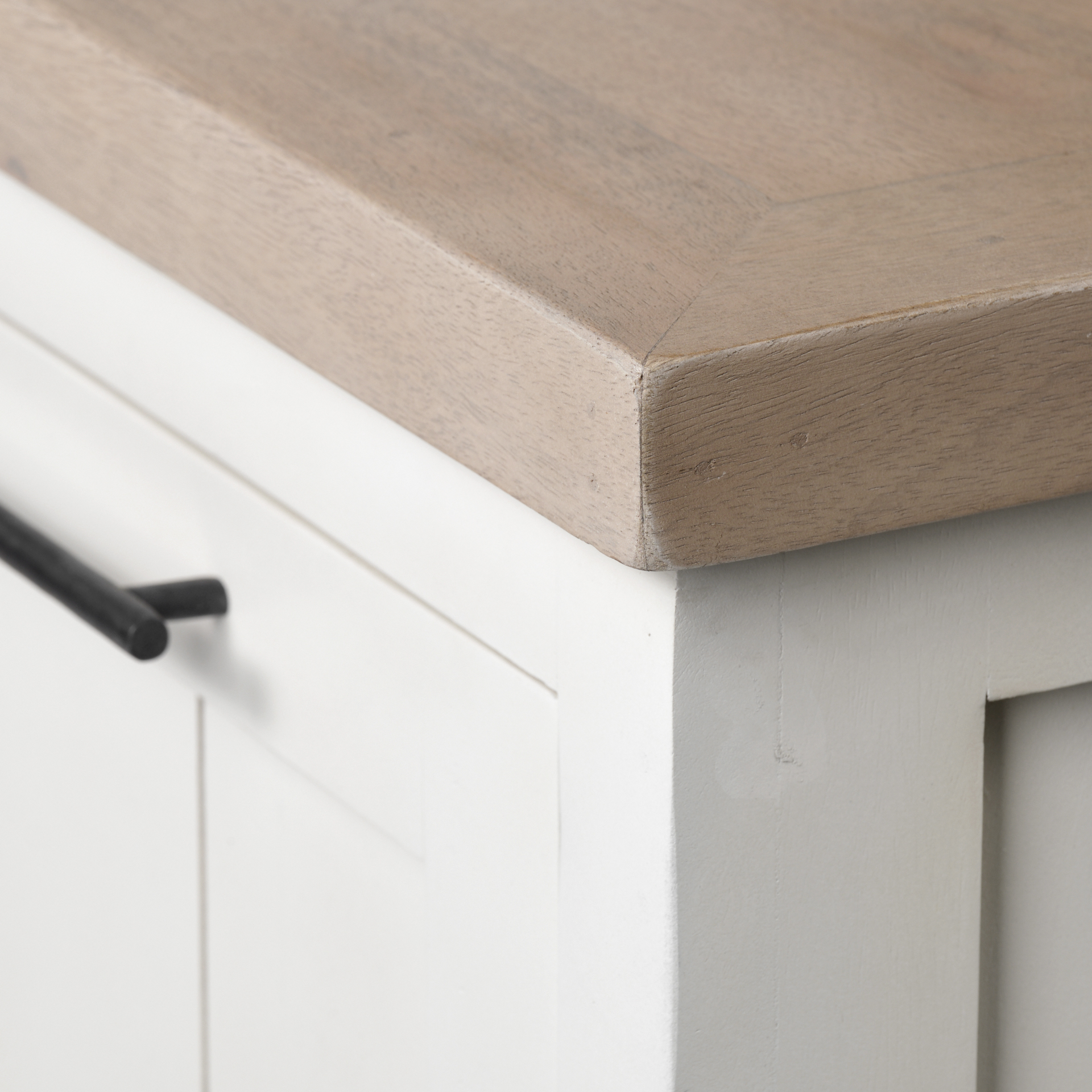 fairview iii solid wood brown top & white frame 4 cabinet door sideboard