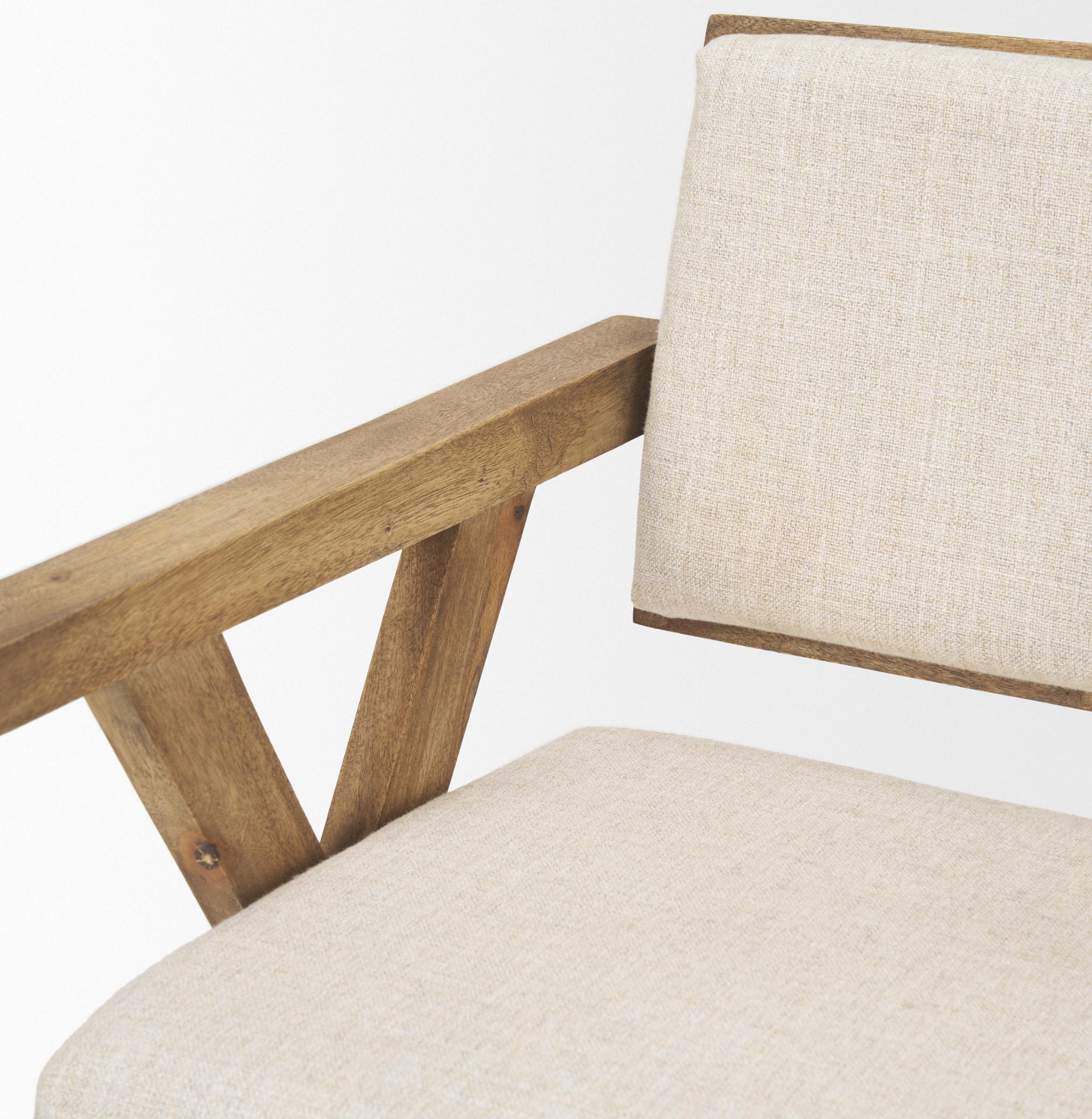topanga i cream fabric wrap medium brown wooden frame dining chair