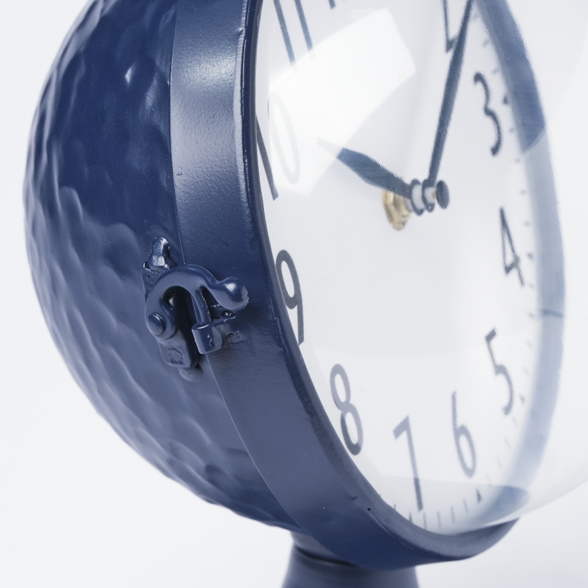 weymouth blue metal glass dome table clock
