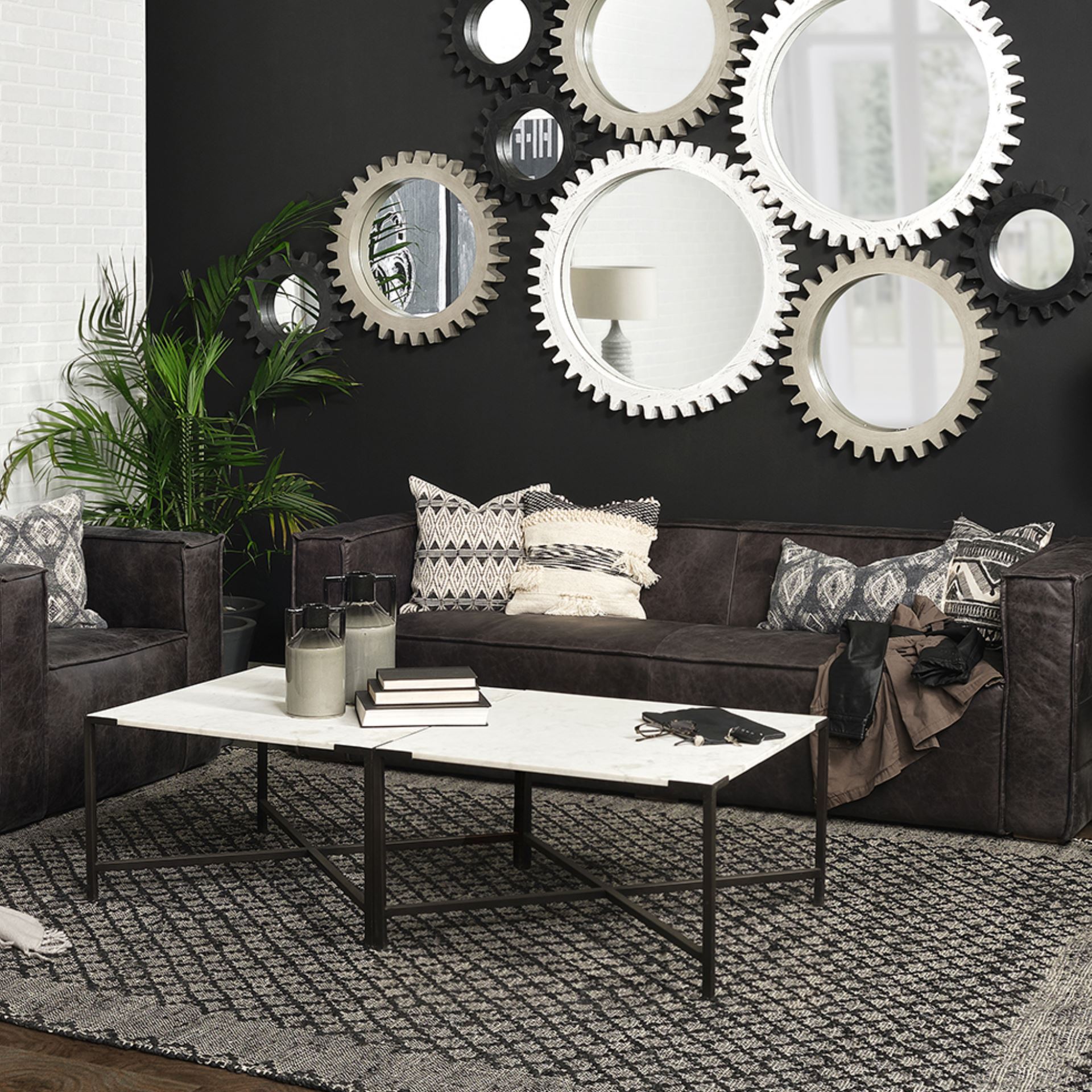 lucas 30x30 white marble top black metal base coffee table