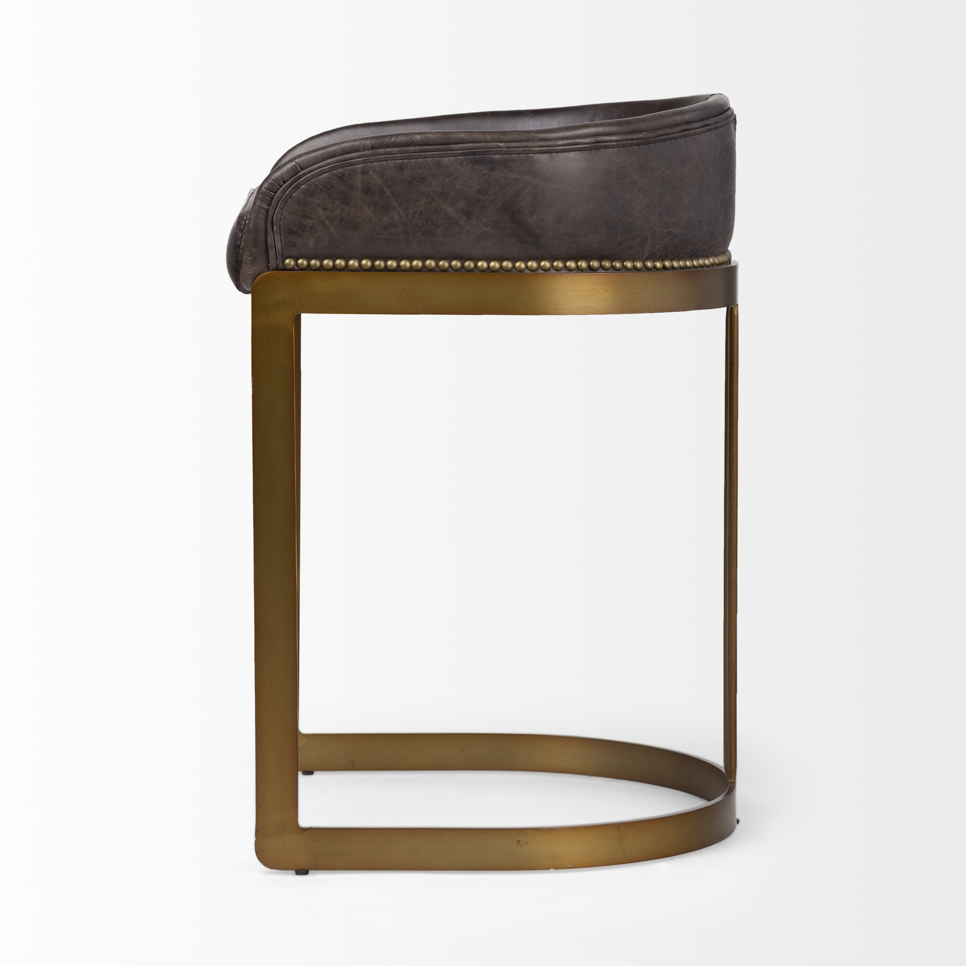 hollyfield ii black leather seat gold metal base counter stool
