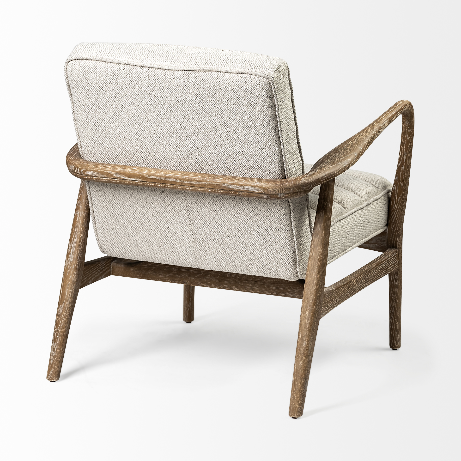ajax ii cream fabric w/ brown wooden frame accent chair