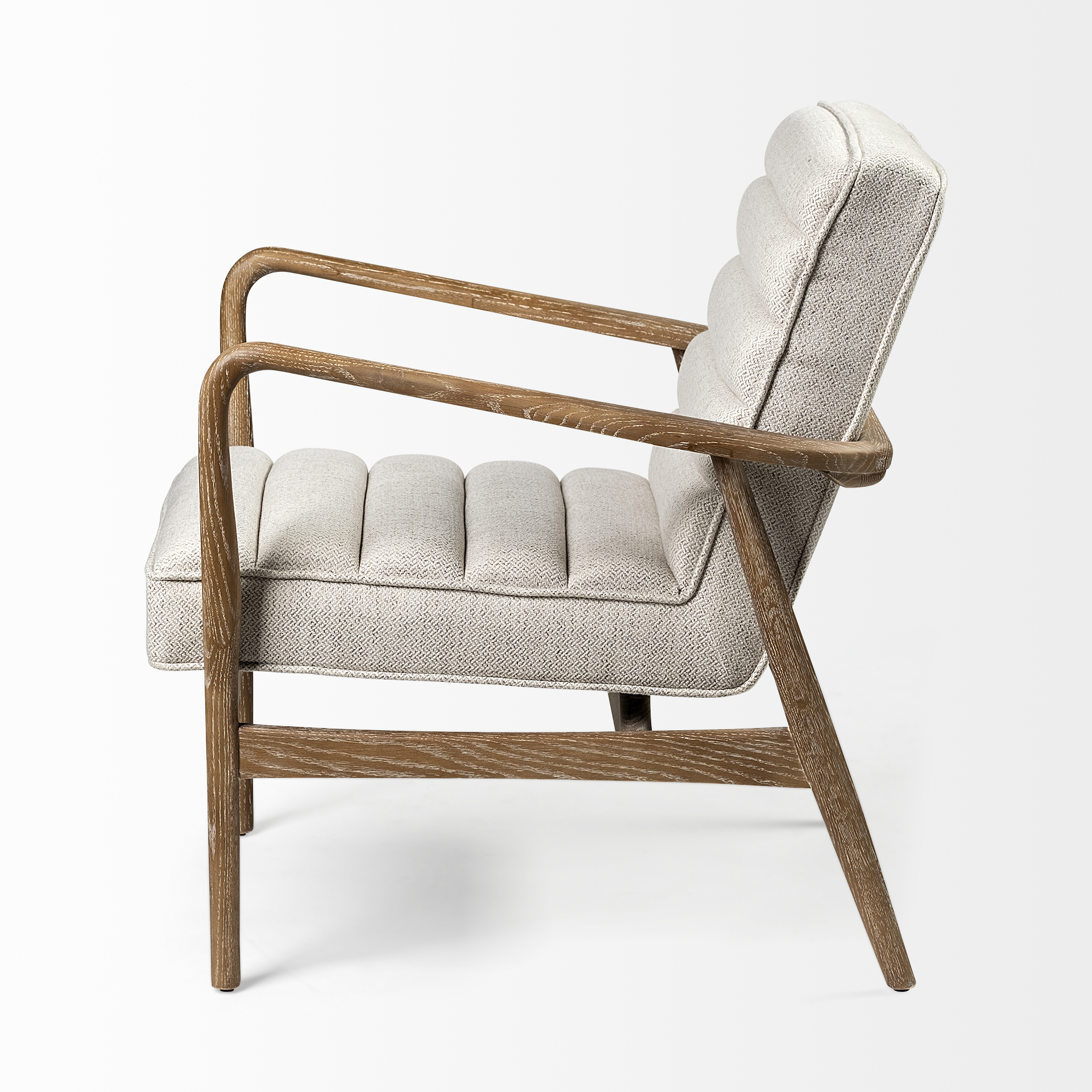 ajax ii cream fabric w/ brown wooden frame accent chair