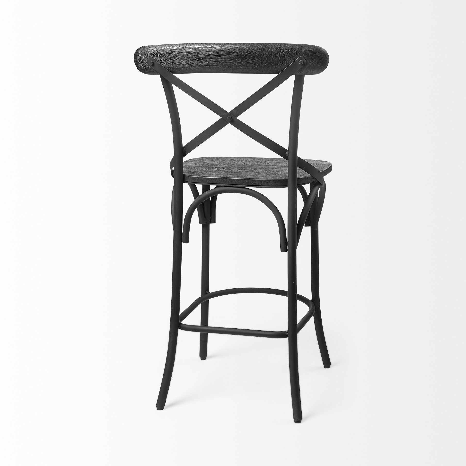 etienne 26.25 seat height black wood seat black metal base stool