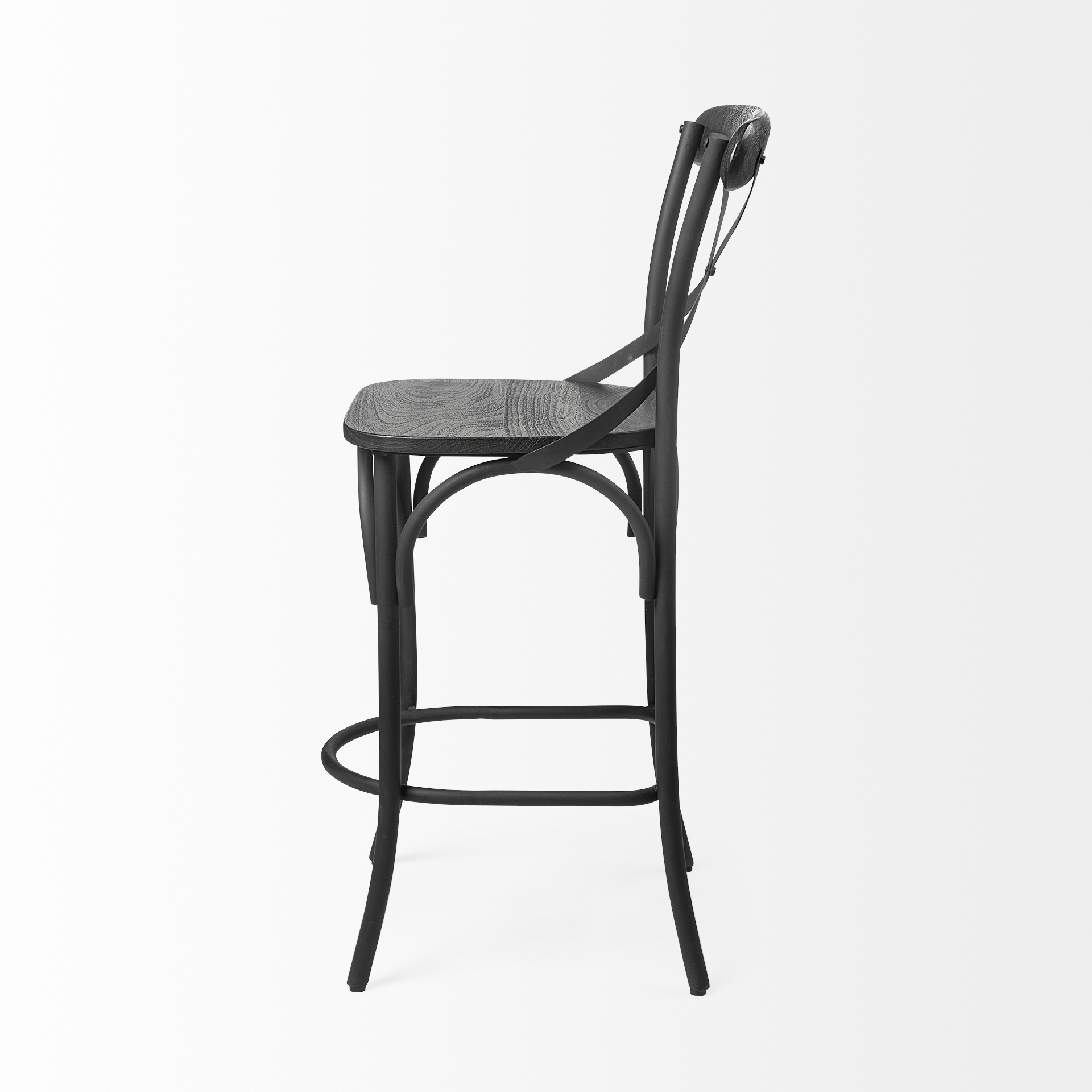 etienne 26.25 seat height black wood seat black metal base stool