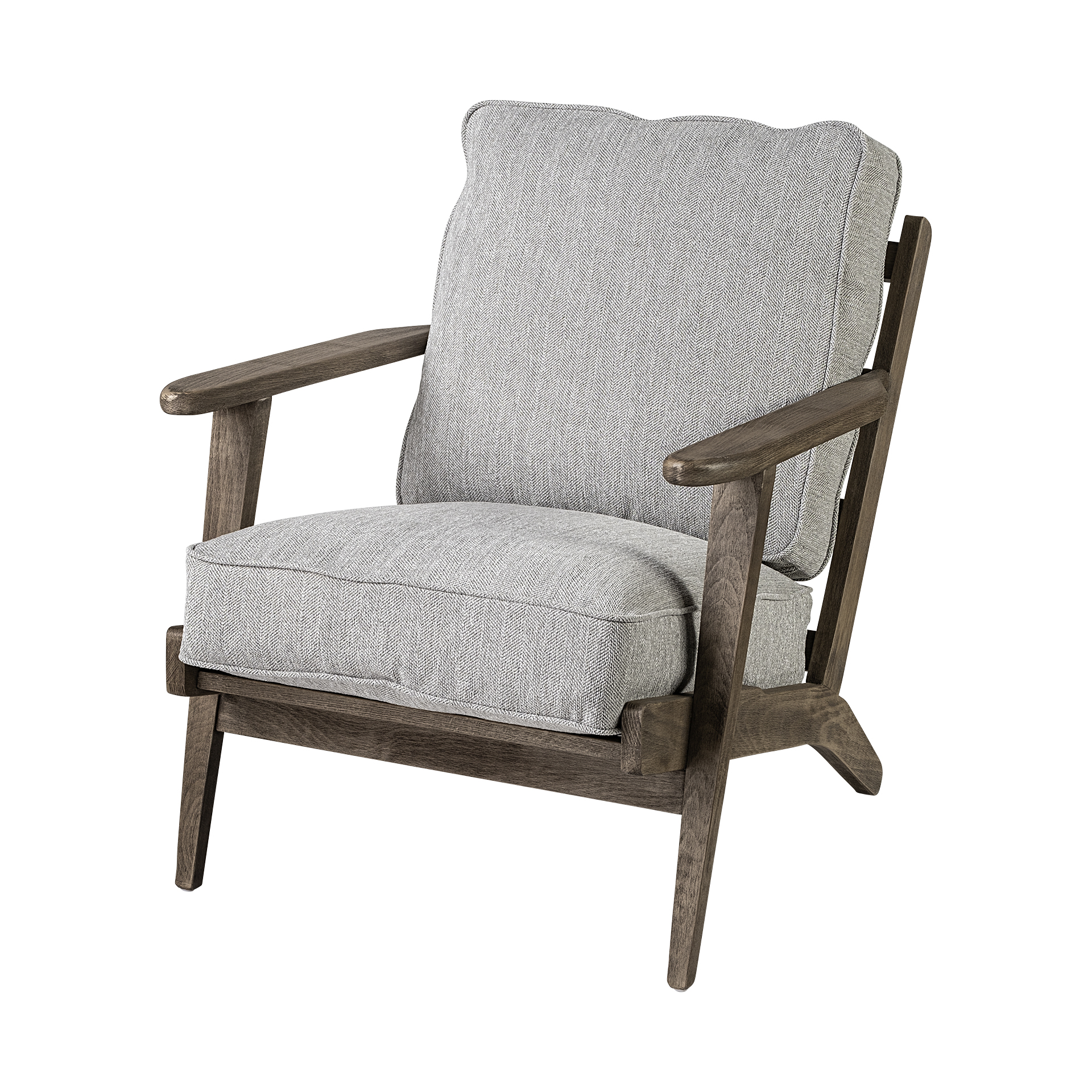 olympus vi frost grey fabric wrapped wooden frame accent chair