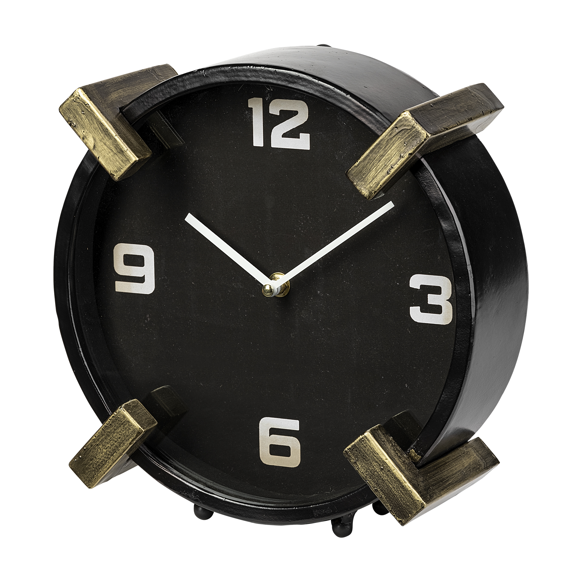 agar black metal round table clock